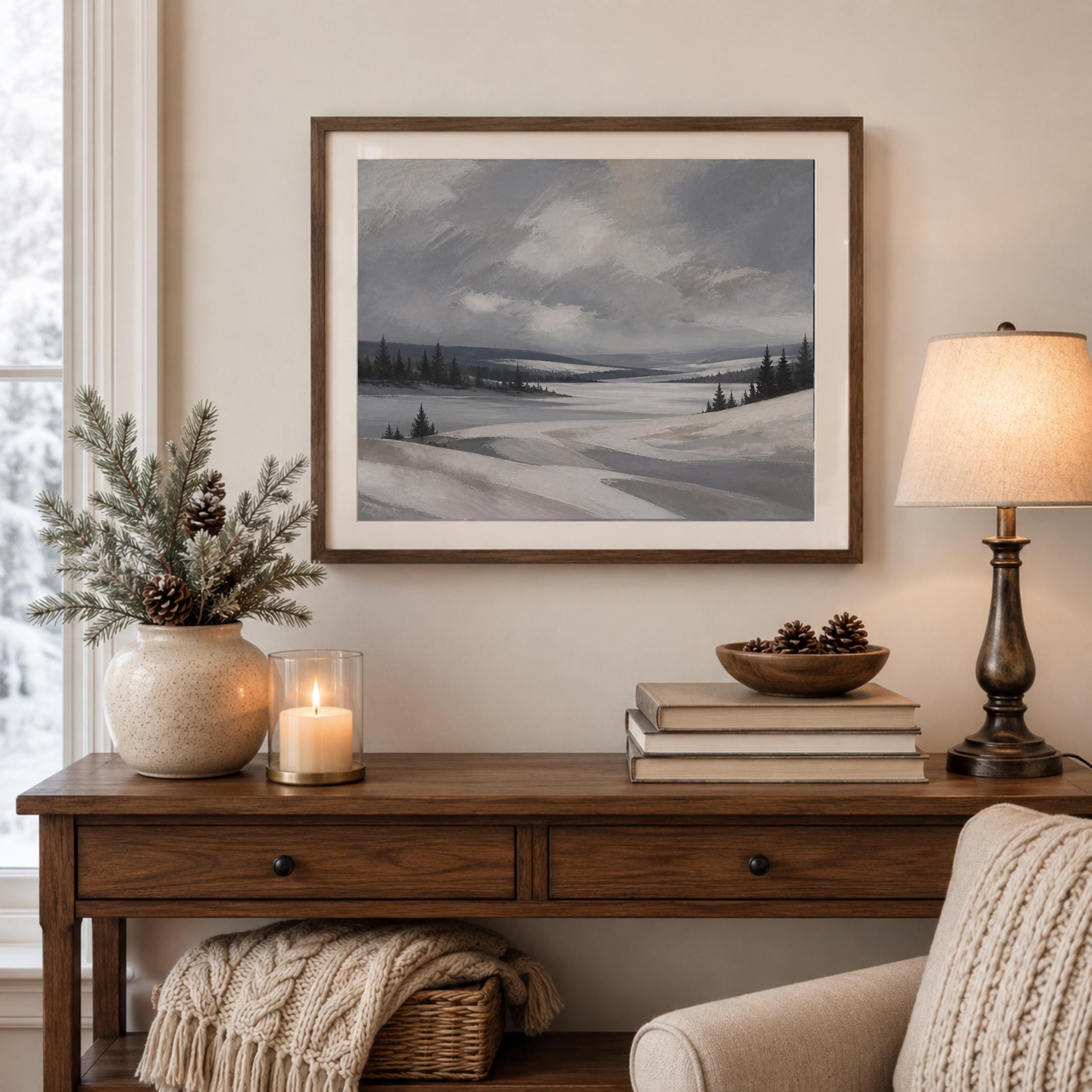 Open Snowfields beside the Quiet Lake — image 3