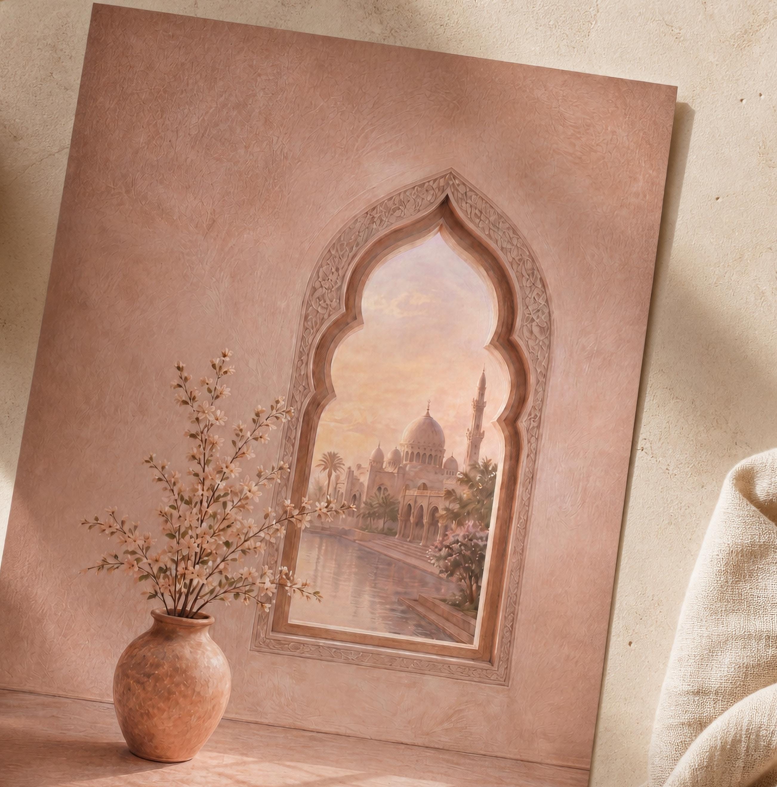 Islamic Arch Window Printable, Beige Mosque Decor | Mediterranean Wall Decor (Digital Download) — image 2