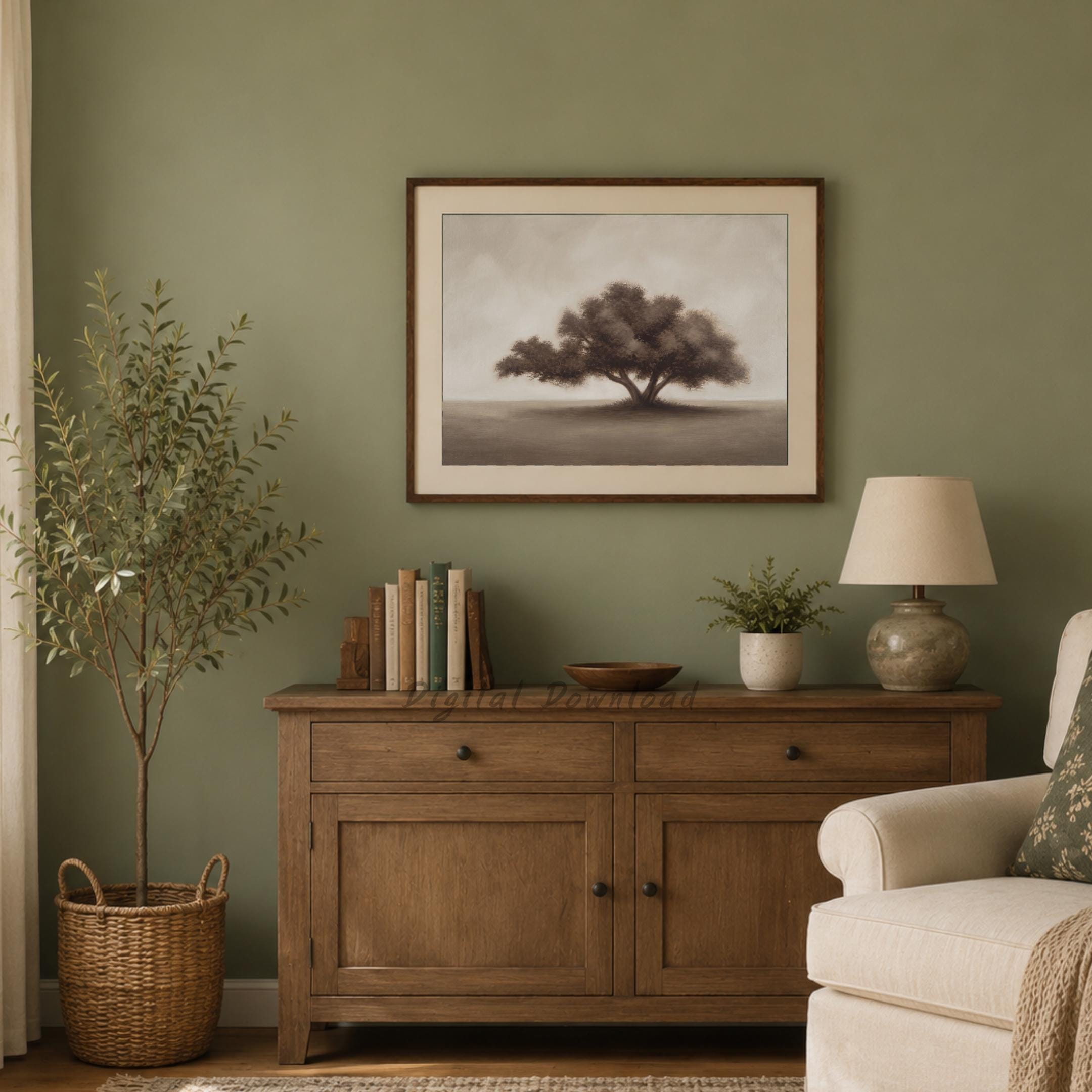 Vintage Tree Wall Art Printable | Neutral Landscape Print | Minimalist Nature Digital Download — image 7