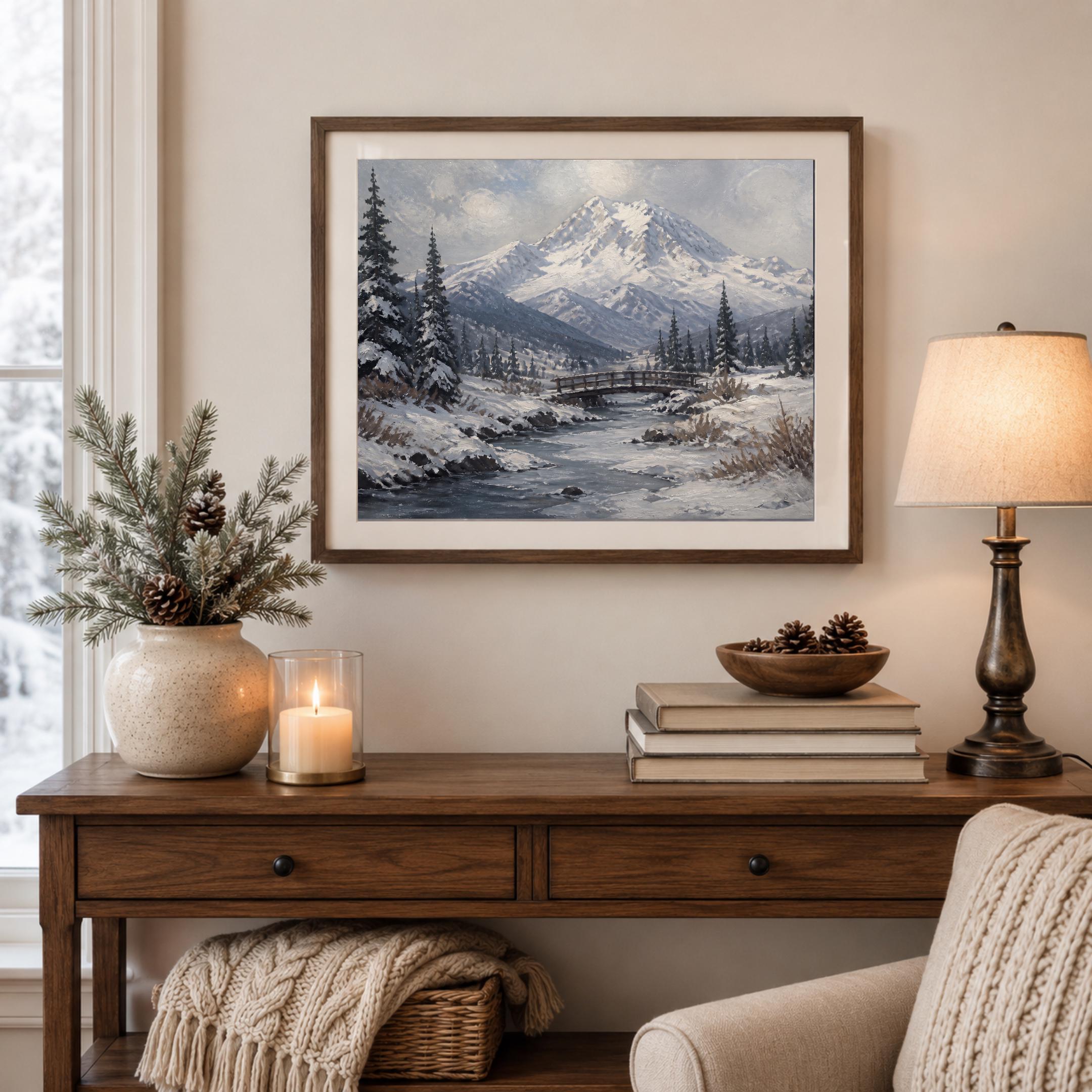 A Small Bridge beneath the Snowy Mountain — image 4