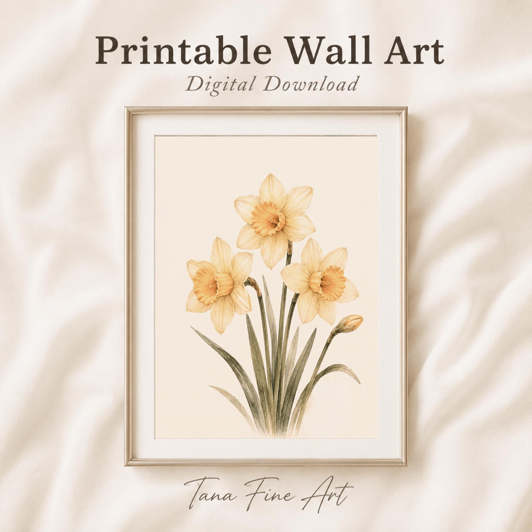 March Birth Flower Print | Daffodil Printable Wall Art | Yellow Botanical Gift Decor Digital Download — image 4