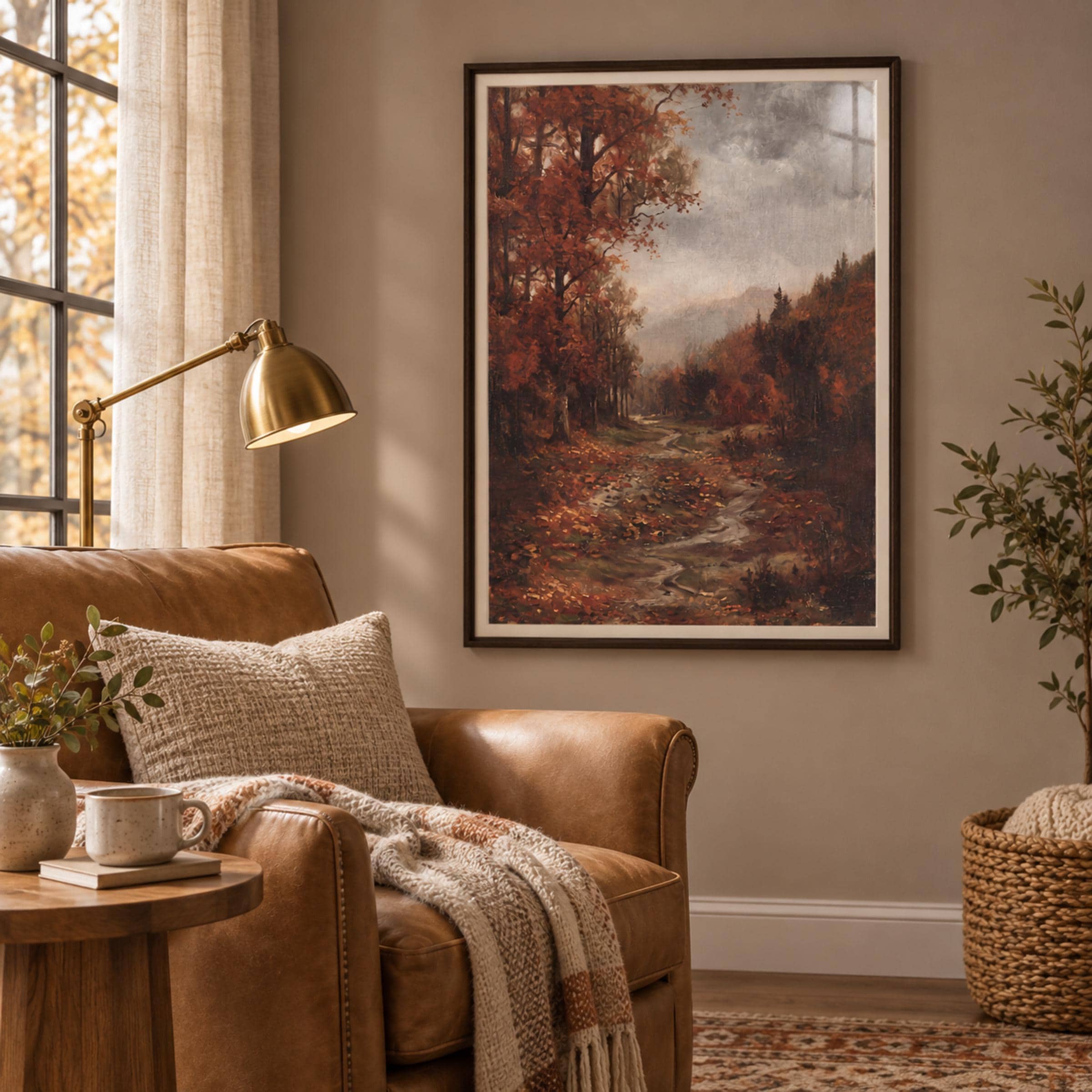 Autumn Forest Path Printable Wall Art, Moody Fall Landscape, Cottagecore Decor Digital Download — image 4