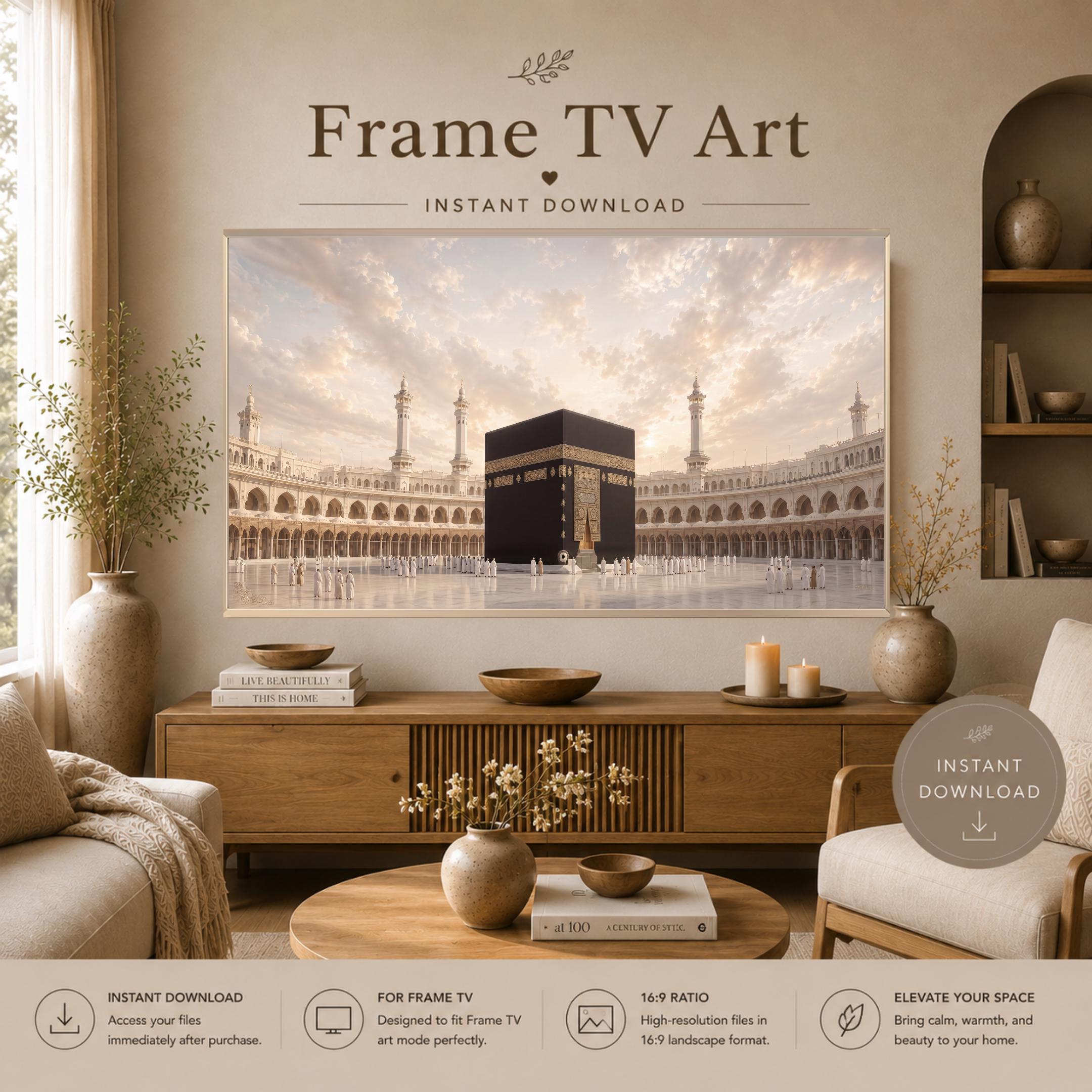 Neutral Kaaba Frame TV Art, Islamic Hajj Digital Download, Samsung Art Mode — image 7