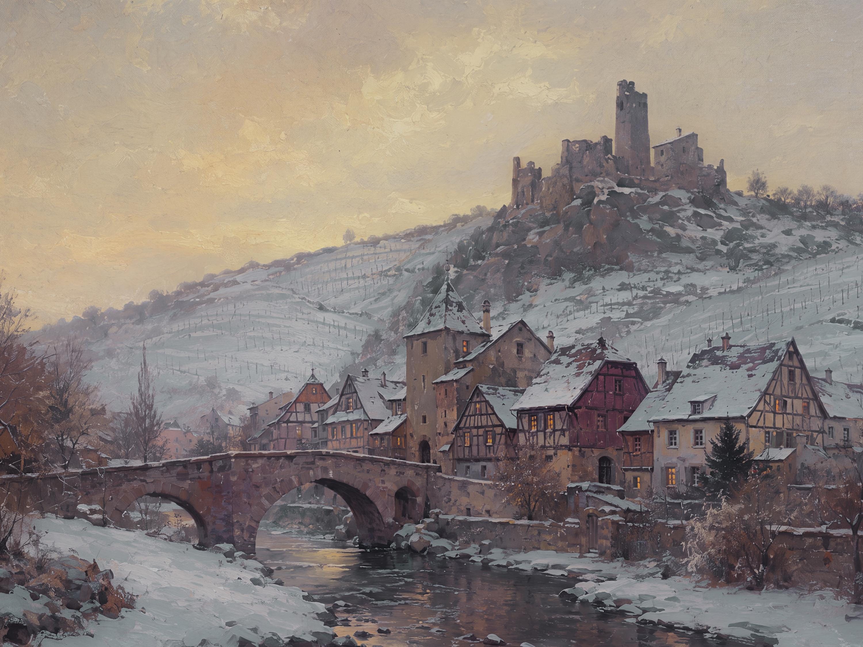 Kaysersberg-Inspired Winter Bridge & Castle — image 4