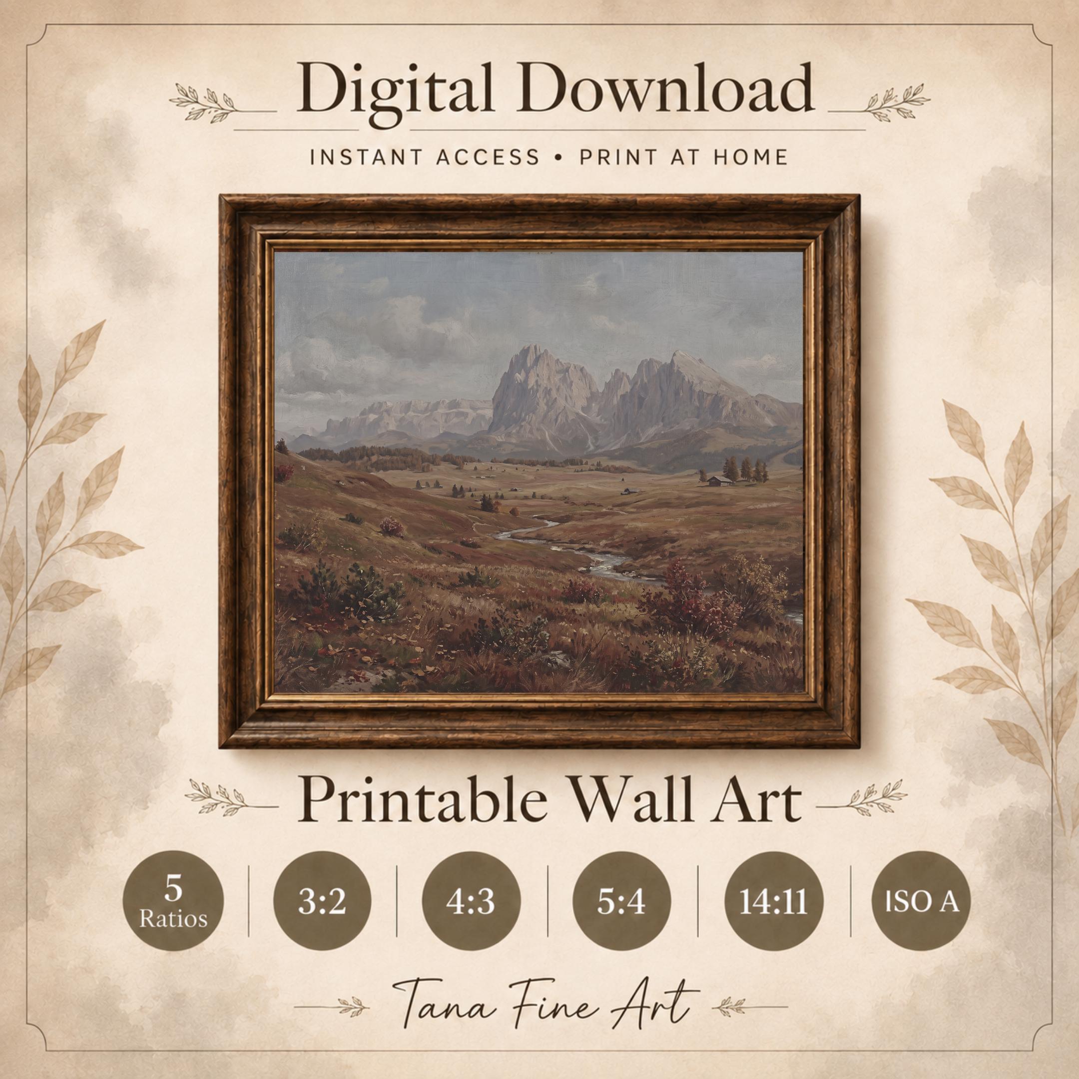 Mountain Landscape Wall Art | Alpine Meadow Print | Dolomites Inspired Nature Printable Digital Download — image 6
