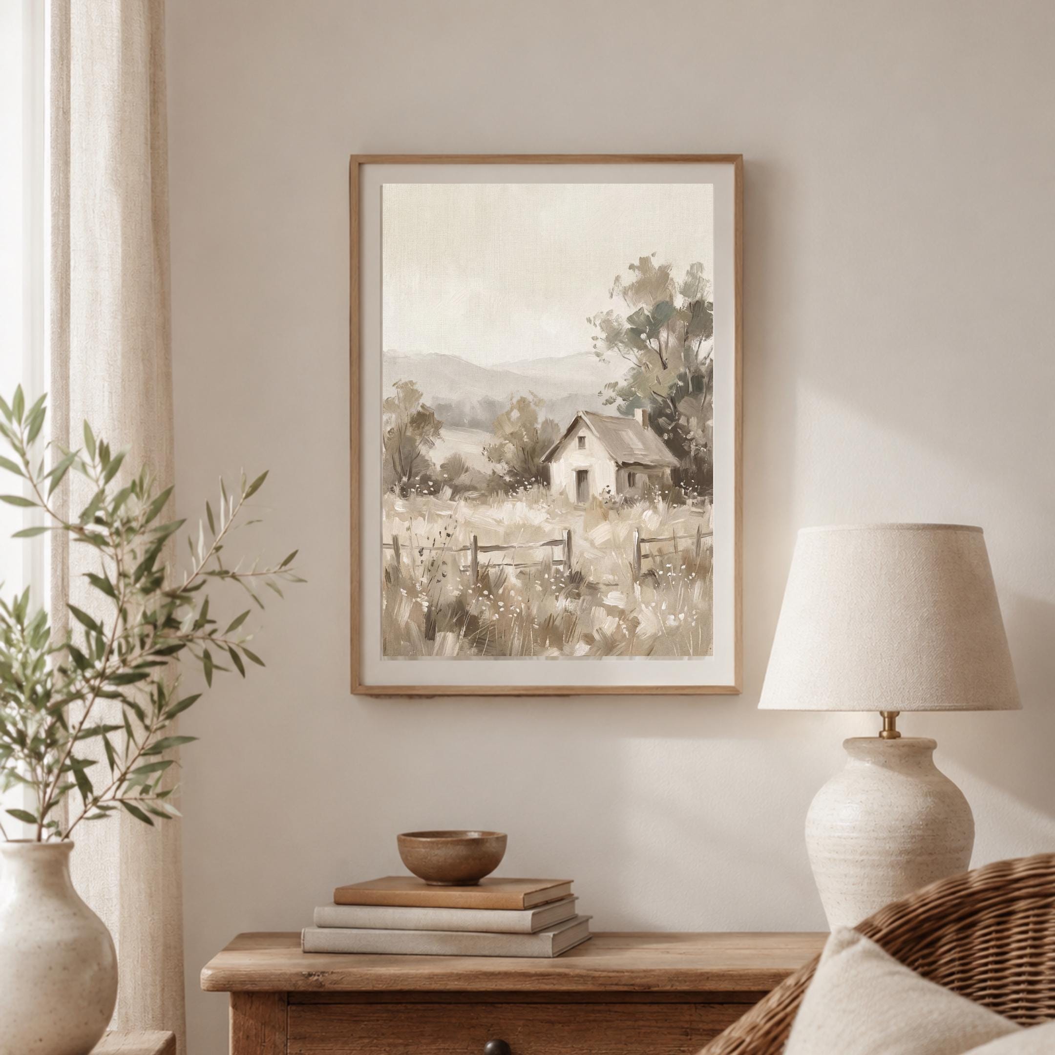 Neutral Farmhouse Landscape Wall Art Printable | Cottage Wall Decor (Digital Download) — image 8