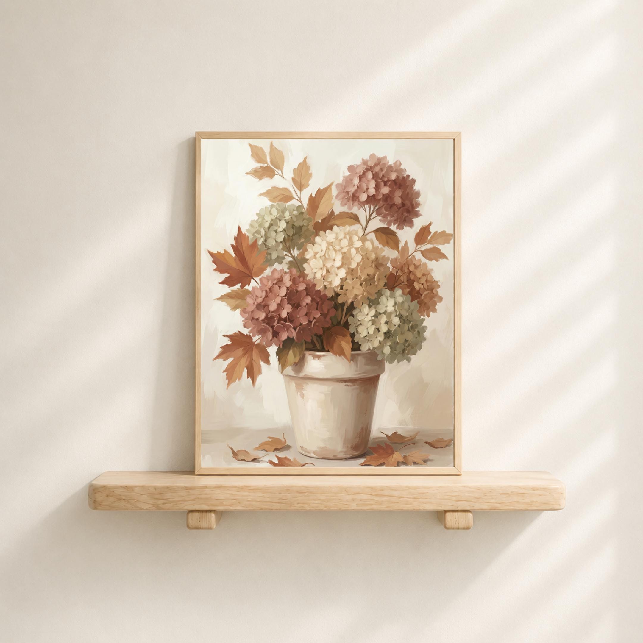 Neutral Fall Hydrangea Vase Printable Wall Art, Rustic Autumn Botanical Home Decor Digital Download — image 4