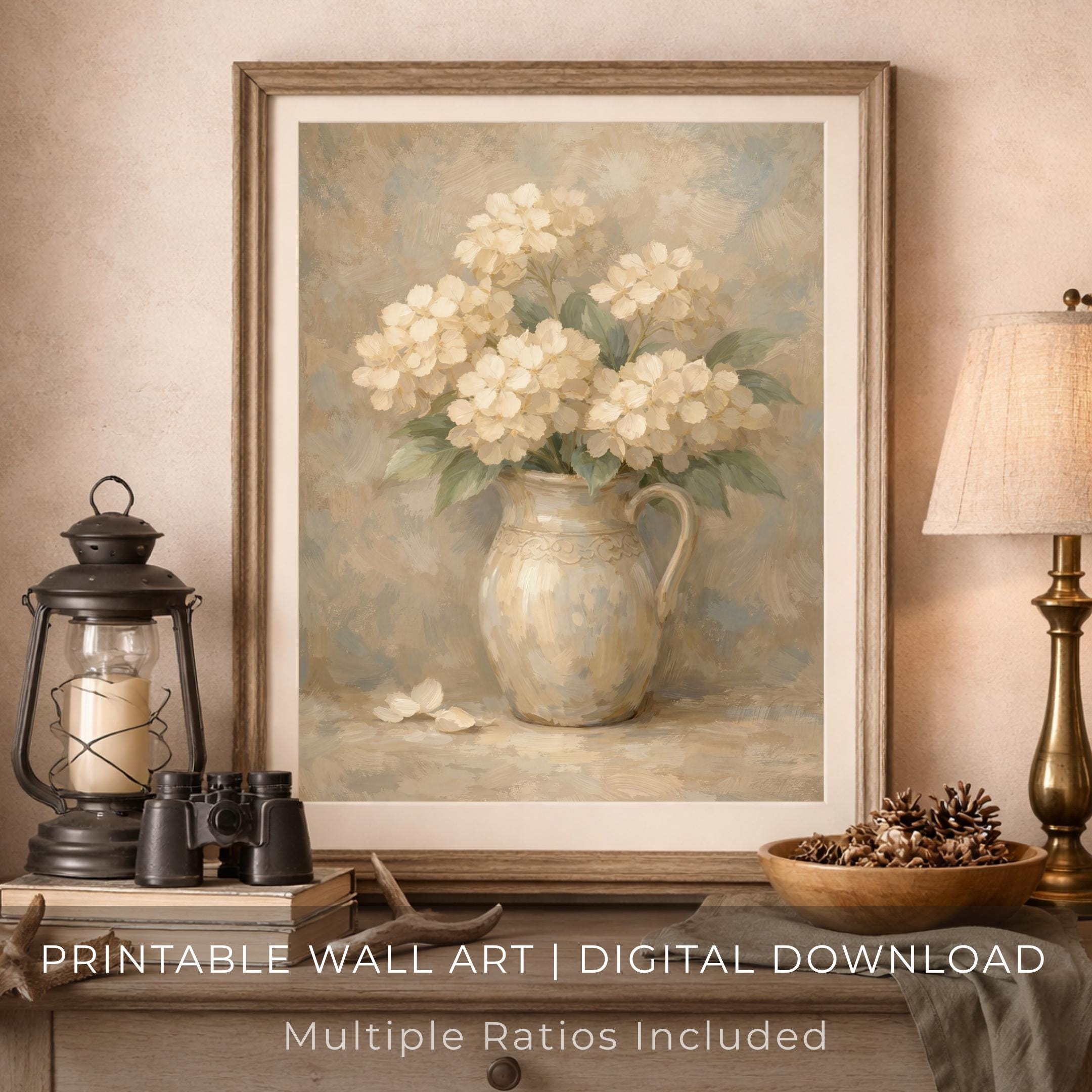 Vintage Hydrangea Wall Art Printable |  Flower in Jug | Farmhouse Floral Decor (Digital Download) — image 9