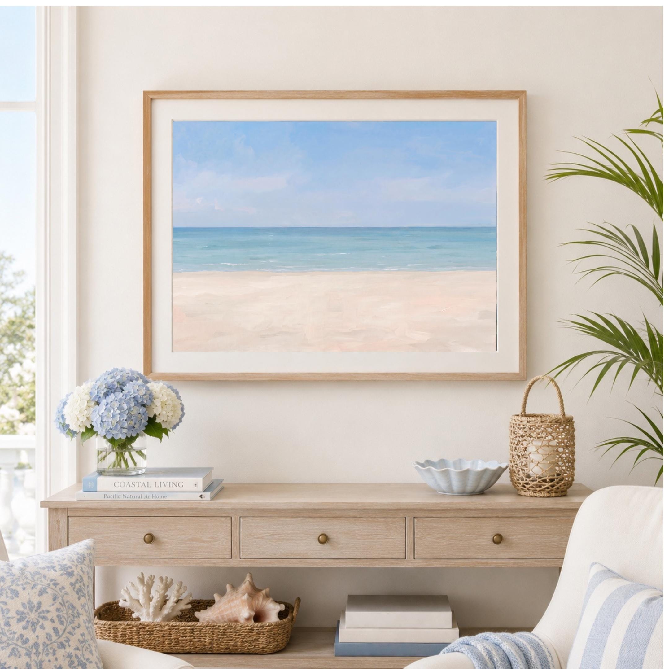 Minimal Coastal Summer Wall Art, Ocean Beach Landscape Print, Neutral Summer Decor (Digital Download) — image 3