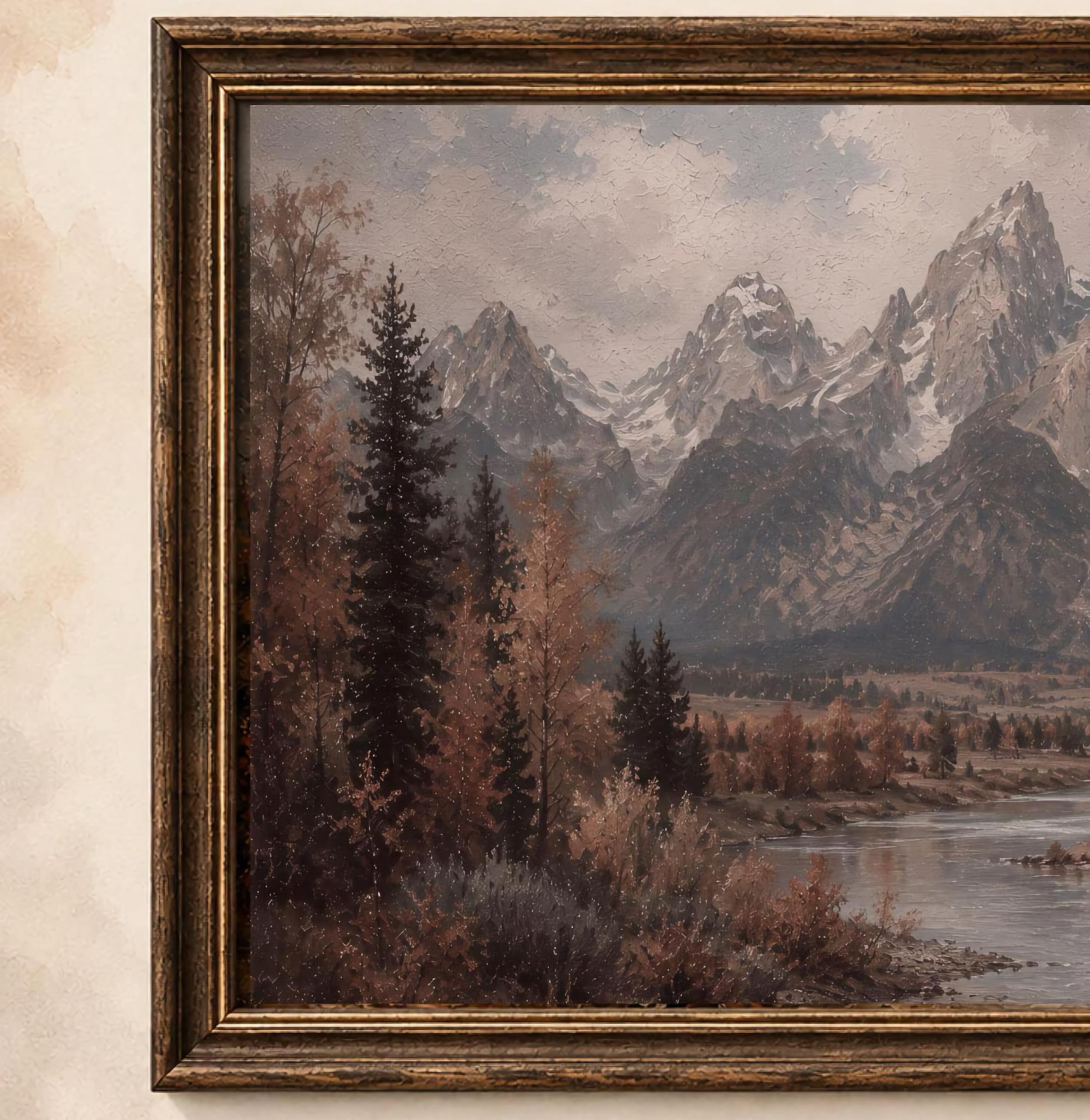 Mountain Landscape Wall Art | Moody Vintage Mountain Print | Fall Nature Printable Digital Download — image 2