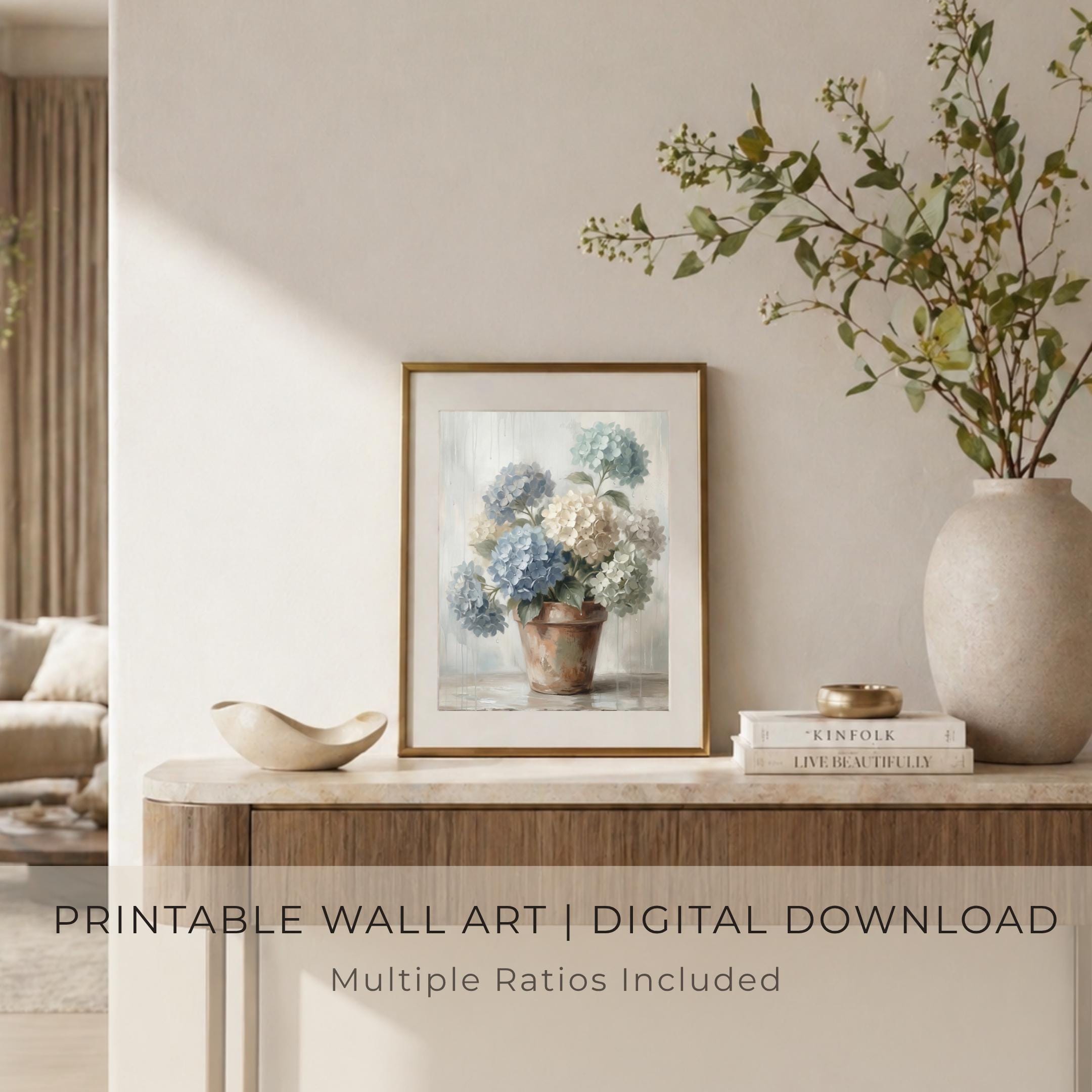 Blue Hydrangea Wall Art Printable | French Country Floral Painting Decor (Digital Download) — image 6