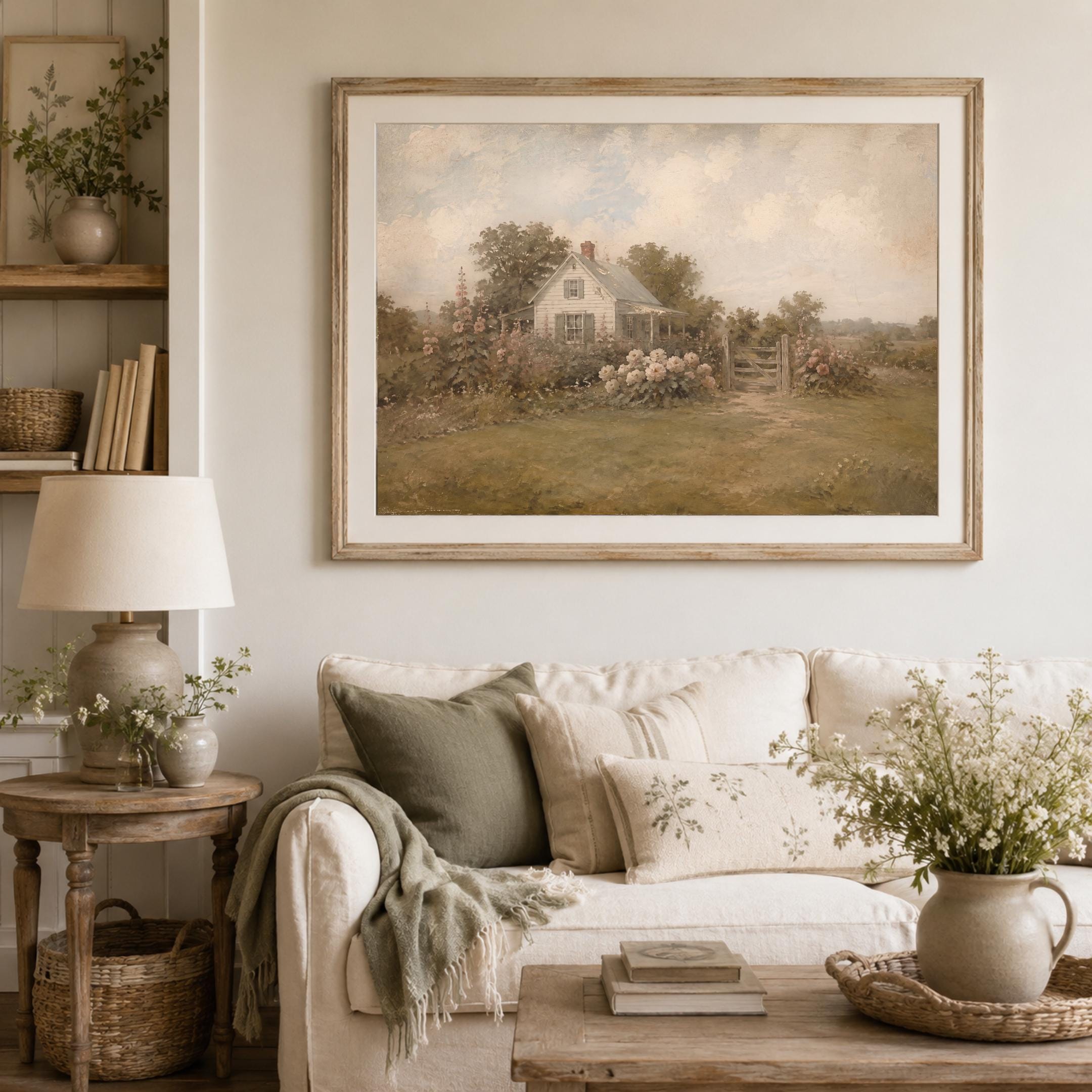 Vintage American Cottage Garden Printable Wall Art, Rustic Farmhouse Floral Landscape, Digital Download — image 5
