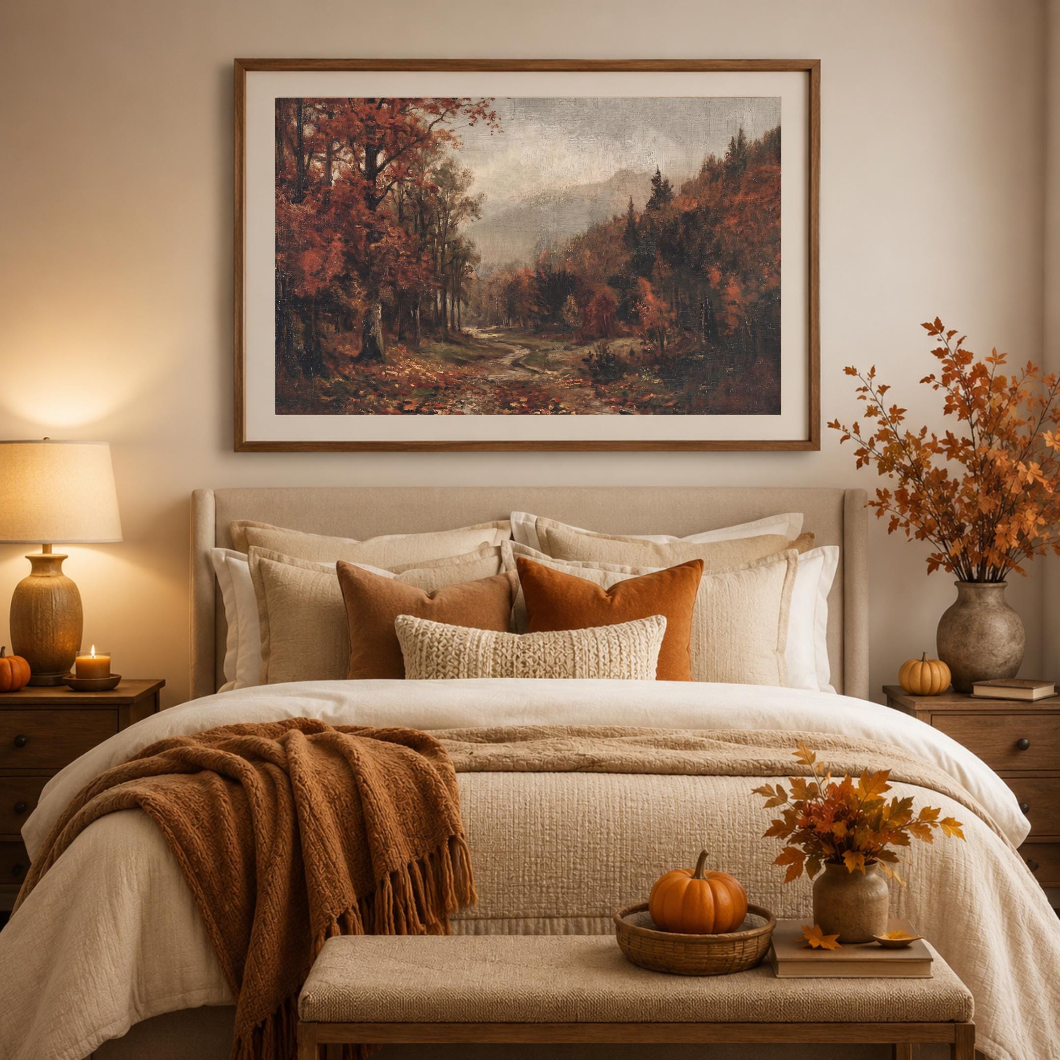 Dark Fall Forest Wall Art, Moody Forest Print, Enchanted Autumn Woodland Decor (Digital Download) — image 8