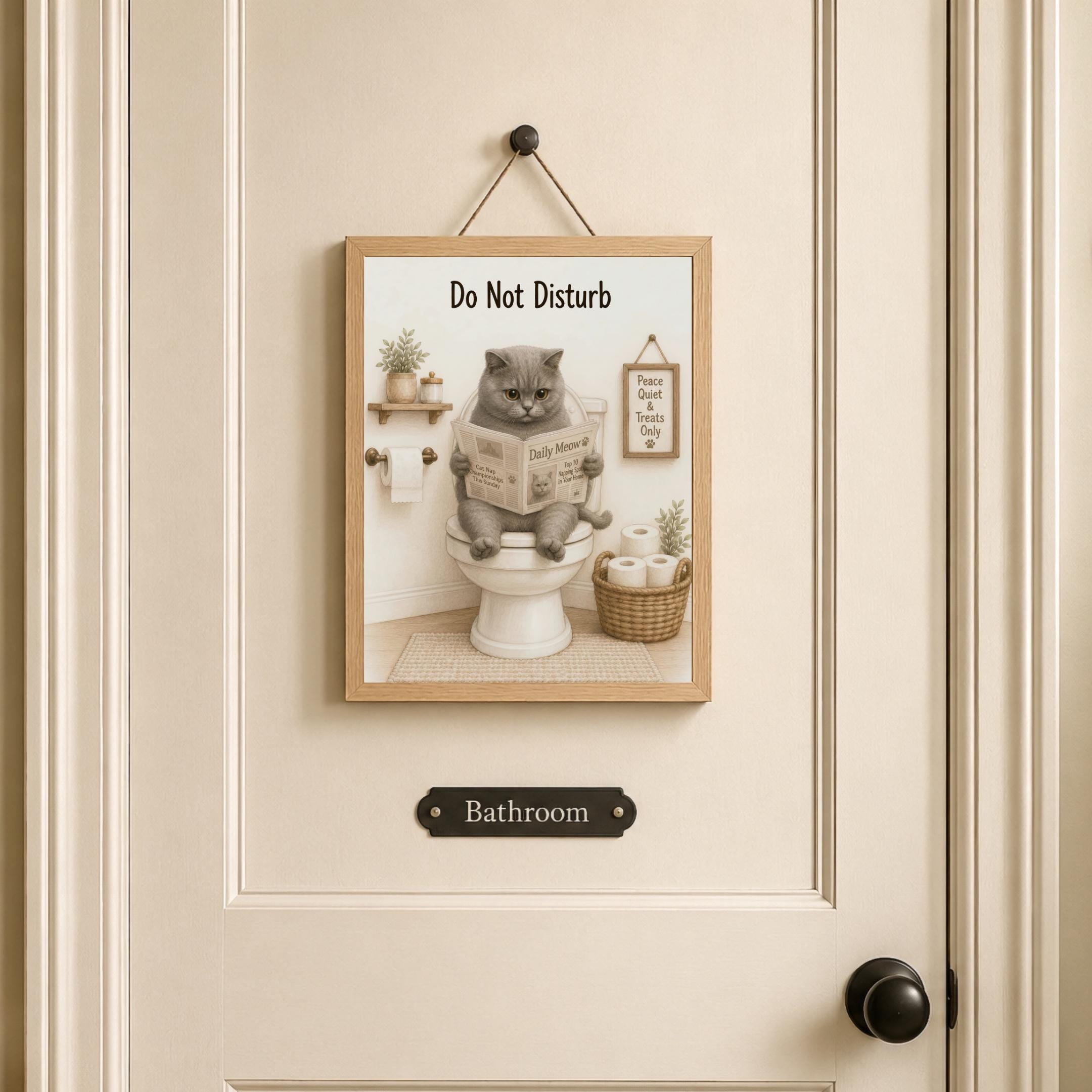 Gray Cat Bathroom Mischief — Set of 4 — image 4