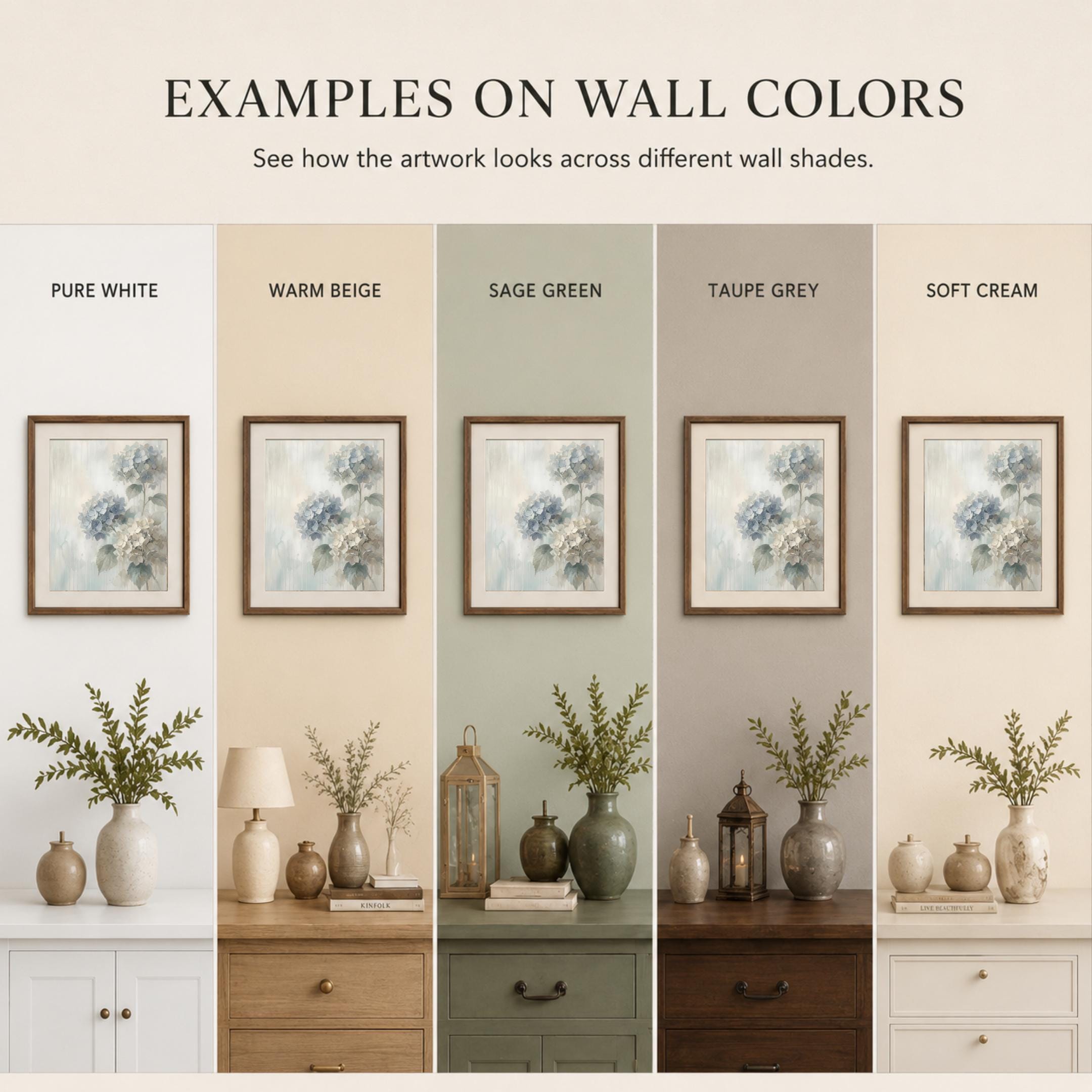 Rainy Blue Hydrangea Wall Art Printable | Neutral Floral Rainy Botanical Decor (Digital Download) — image 9