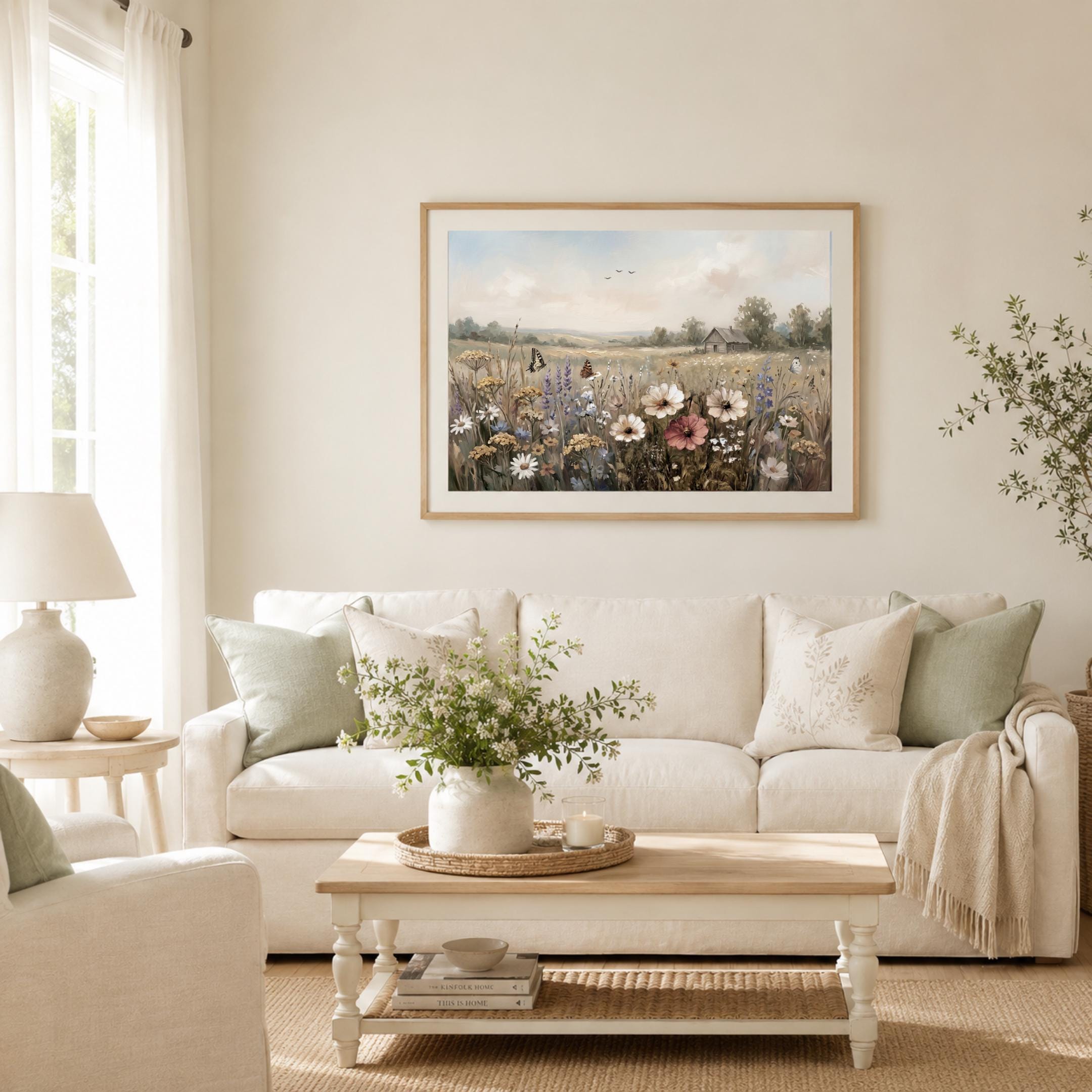 Cottage Wildflower Wall Art, Butterfly Meadow Landscape Print, Rustic Summer Farmhouse Decor (Digital Download) — image 5