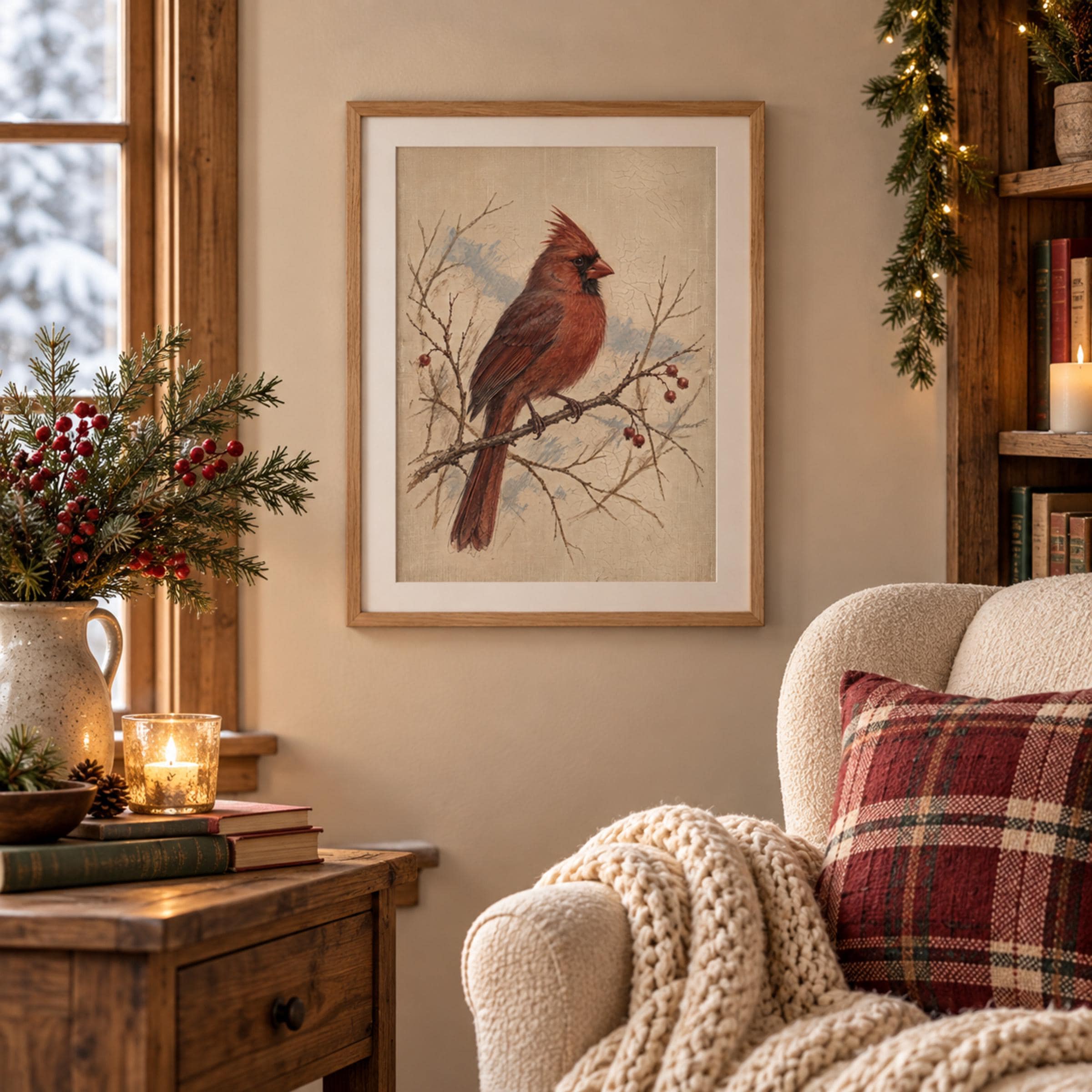 Red Cardinal on a Winter Branch — image 3