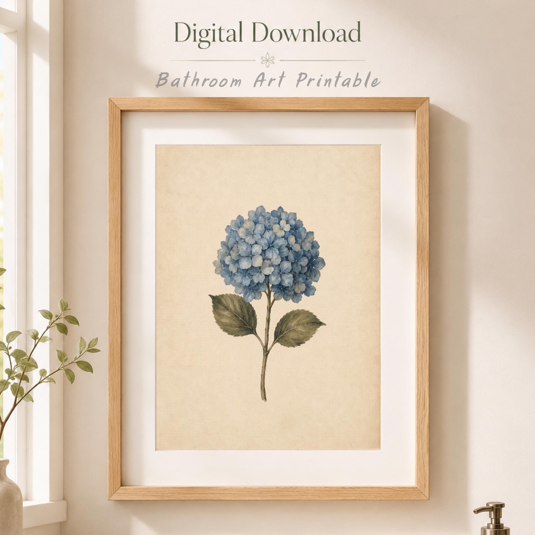Blue Hydrangea Wall Art | Vintage Botanical Floral Print | Cottage Home Decor Printable Digital Download — image 9