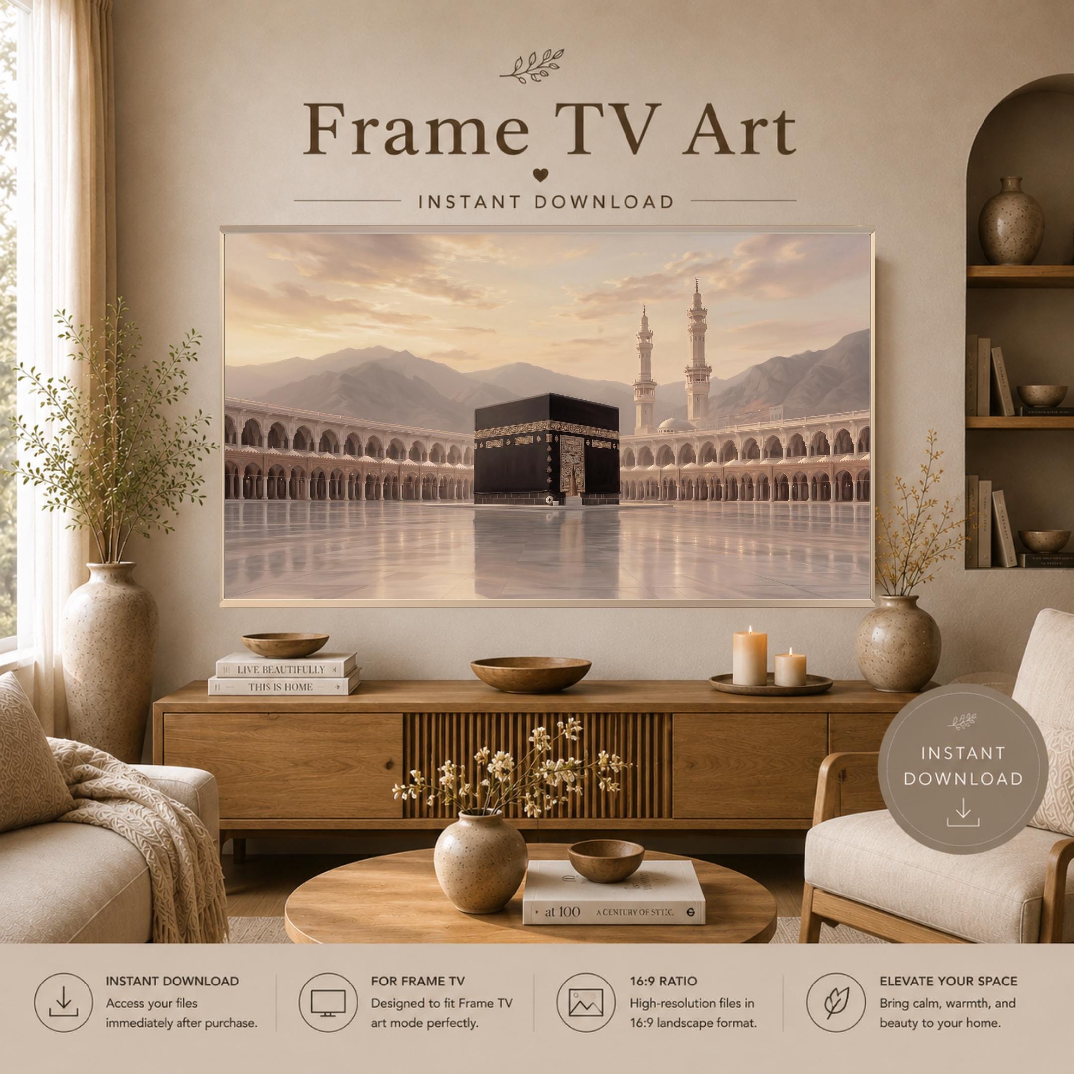Kaaba Frame TV Art, Peaceful Masjid al-Haram Inspired, Islamic Art Mode Decor (Digital Download) — image 3