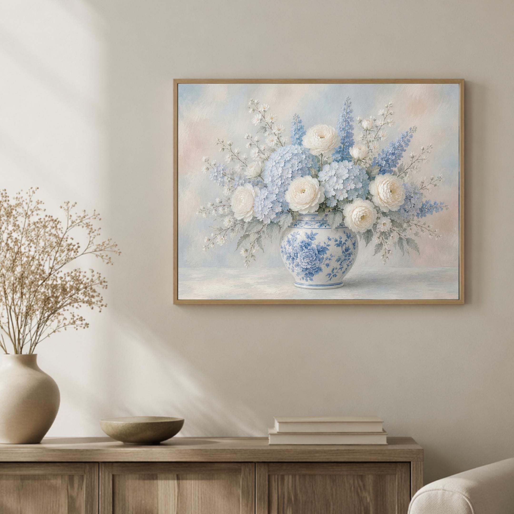 Blue White Floral Vase Print, Vintage Cottage Flower Decor, Chinoiserie Vase Art (Digital Download) — image 9