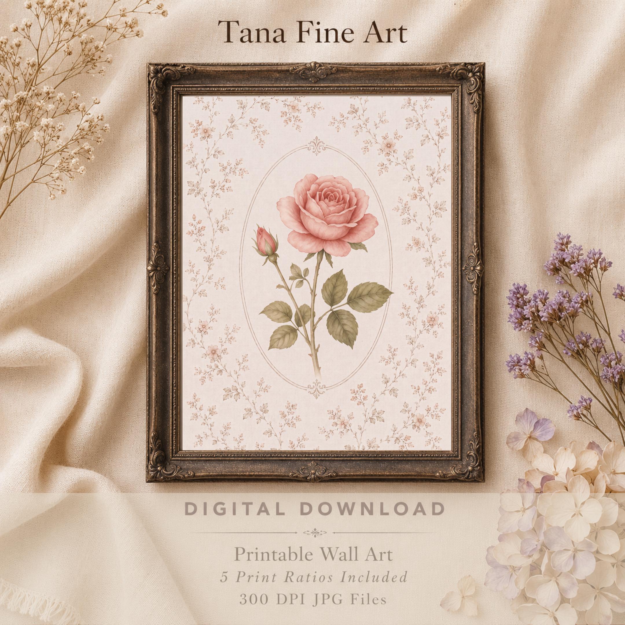 June Birth Month Flower Print | Rose Printable Wall Art | Vintage Botanical Gift Digital Download — image 2
