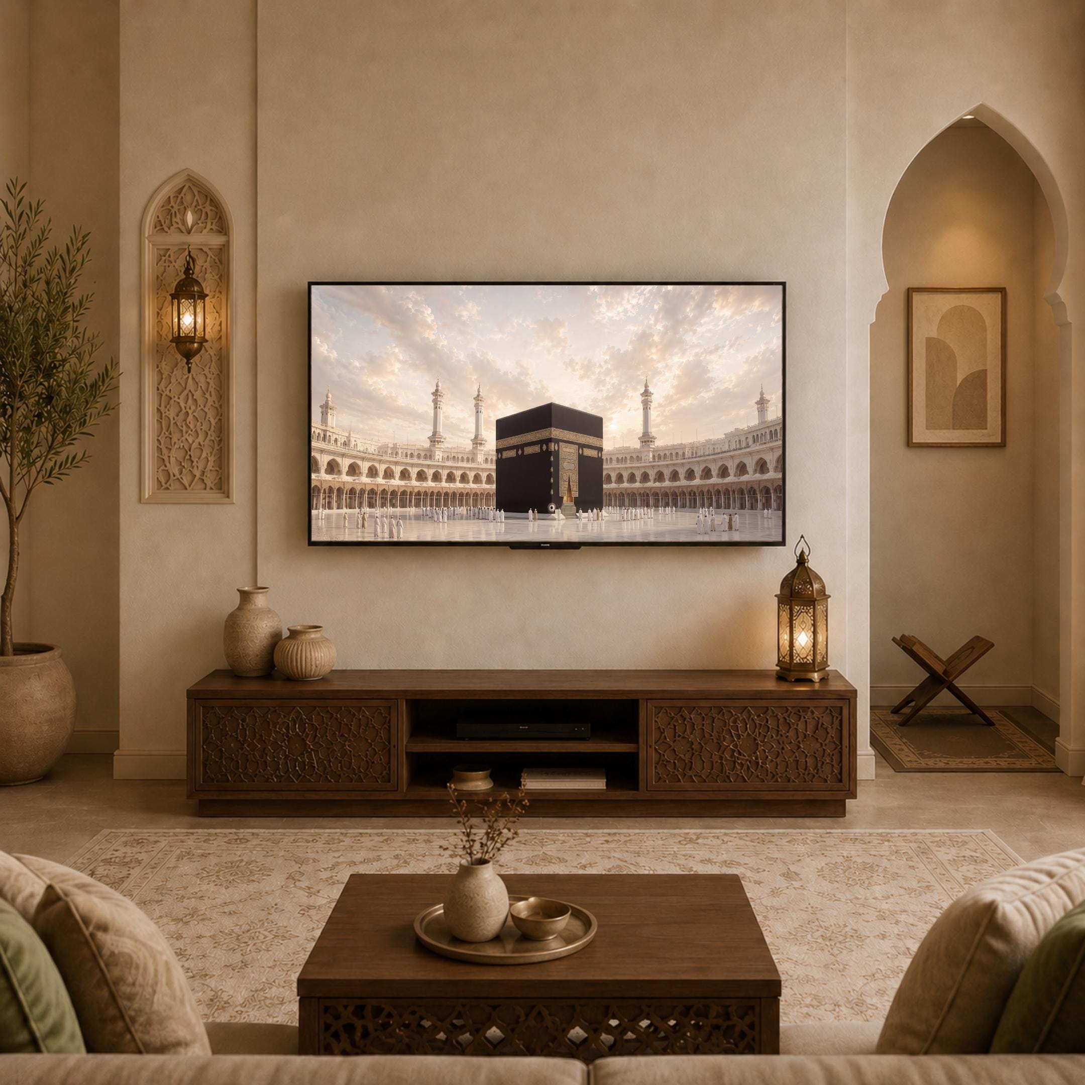 Neutral Kaaba Frame TV Art, Islamic Hajj Digital Download, Samsung Art Mode — image 6