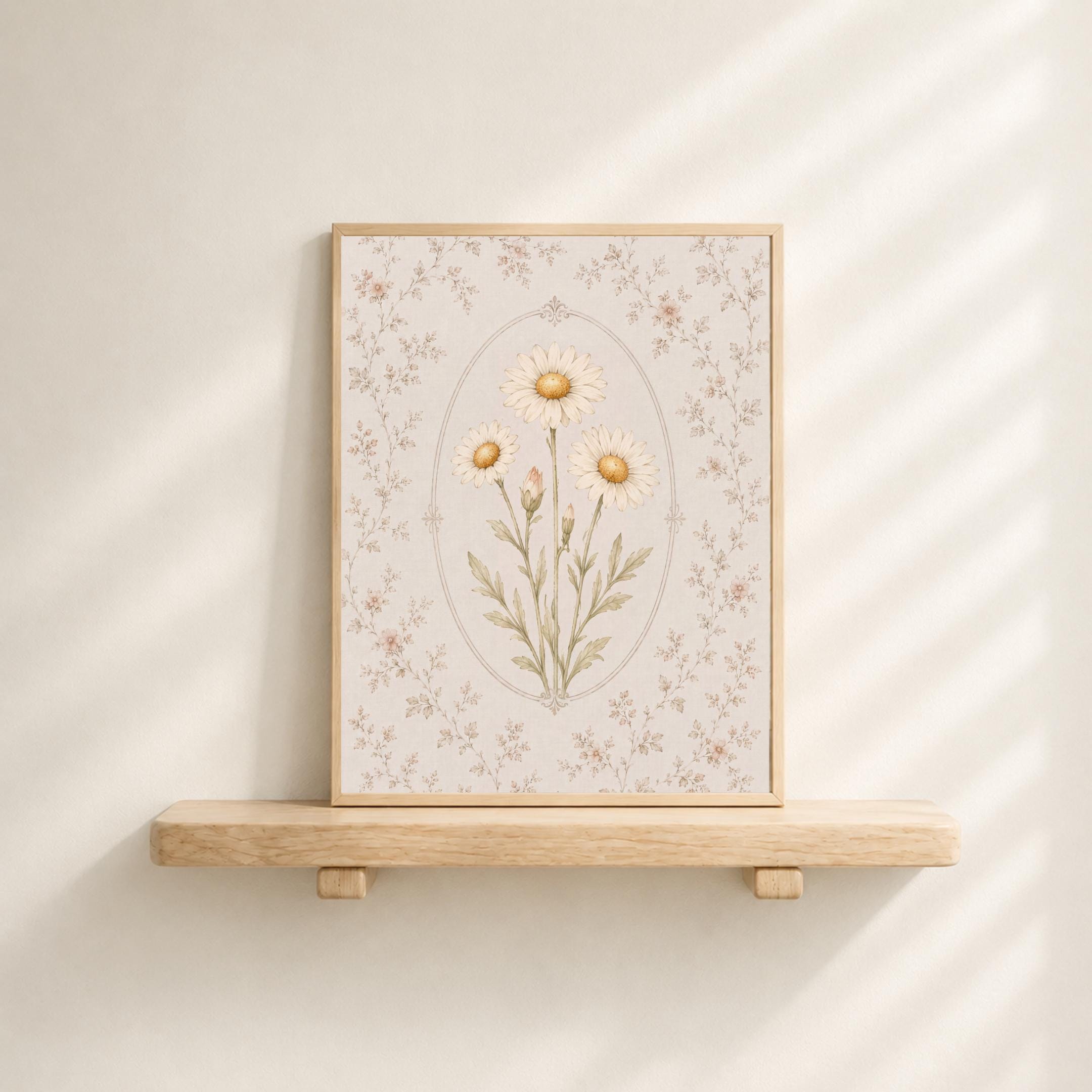 April Birth Month Flower Print | Daisy Wall Art | Vintage Botanical Gift Digital Download Decor — image 2