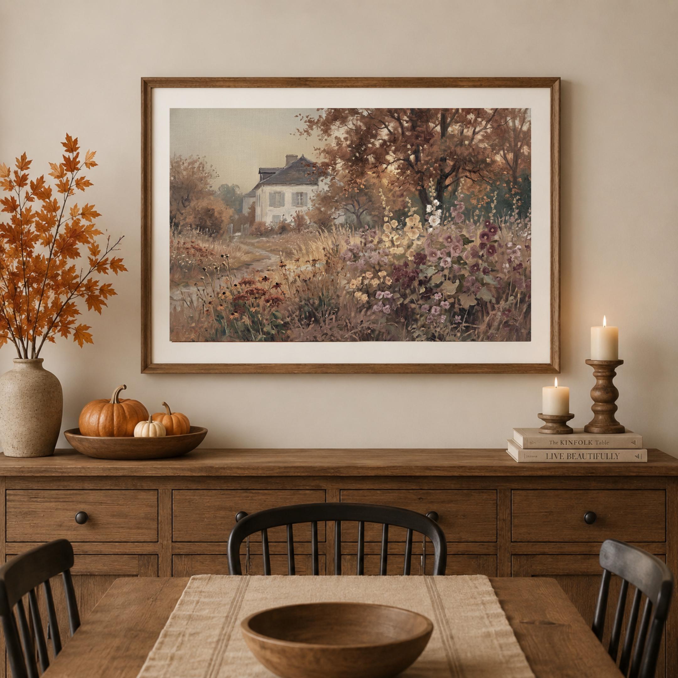 Vintage Fall Cottage Wall Art, Floral Landscape Print, English Garden Art Prints (Digital Download) — image 7