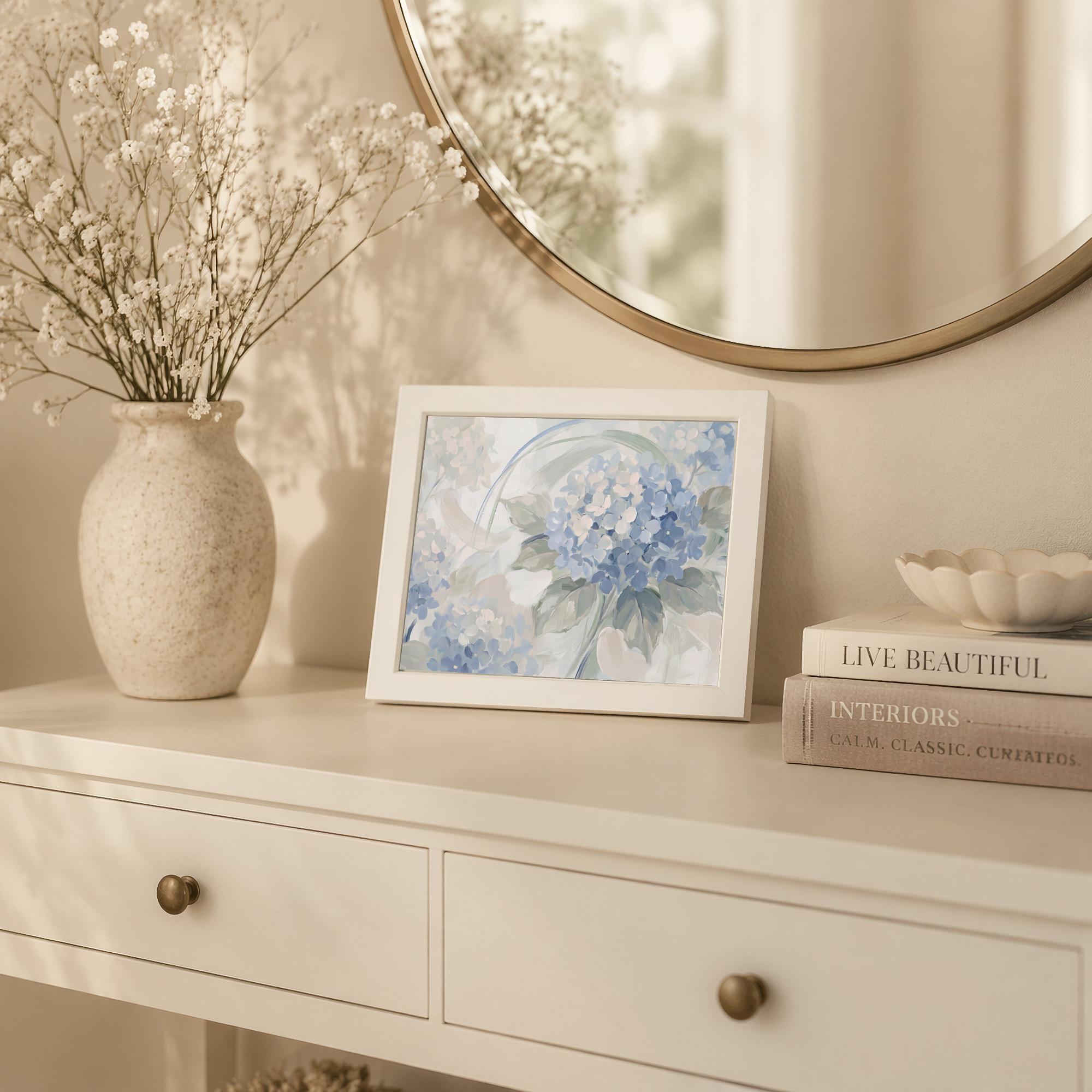 Blue Hydrangea Abstract Printable Wall Art | Soft Floral Living Room Print (Digital Download) — image 5