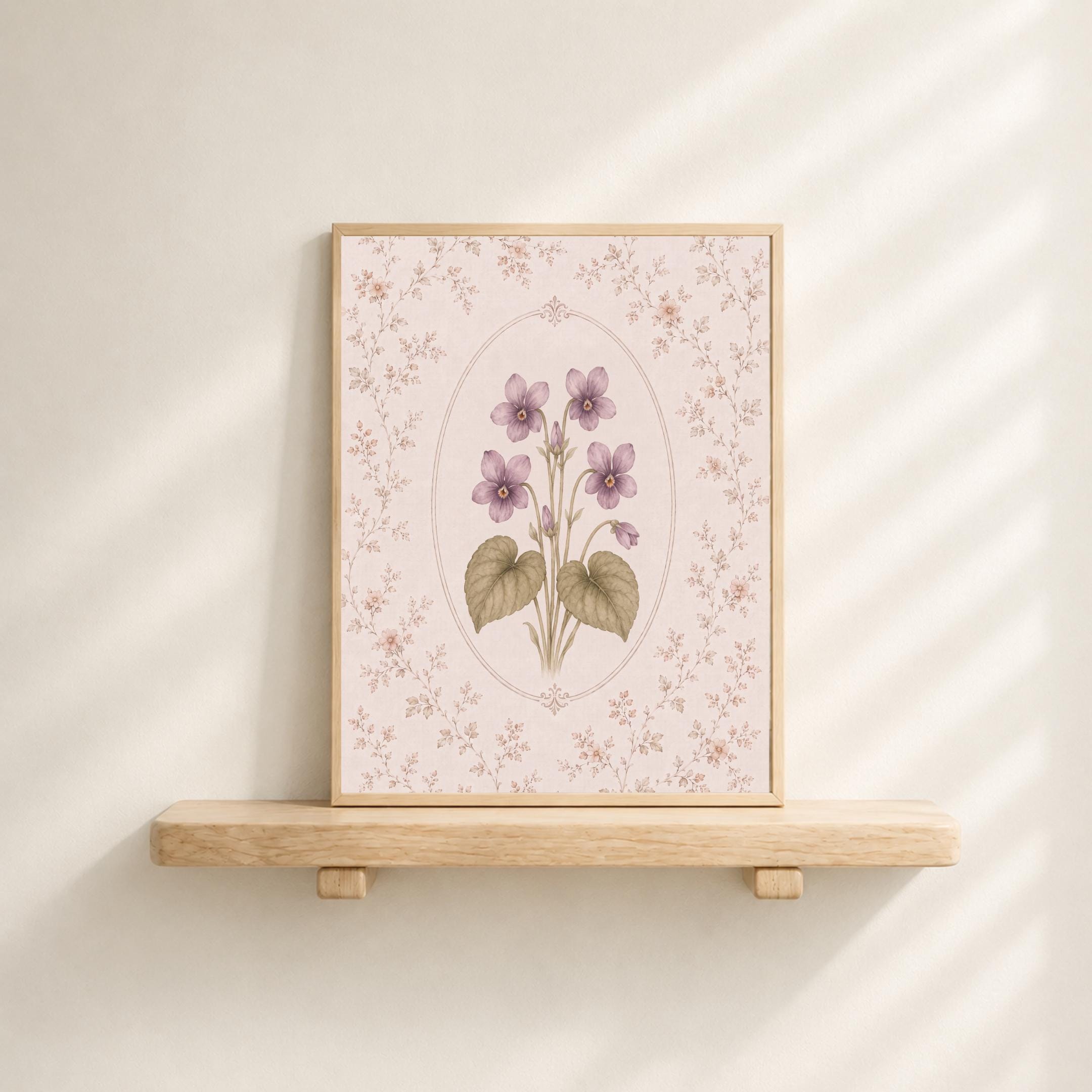 February Birth Month Flower Print | Violet Printable Wall Art | Vintage Botanical Gift Digital Download — image 2