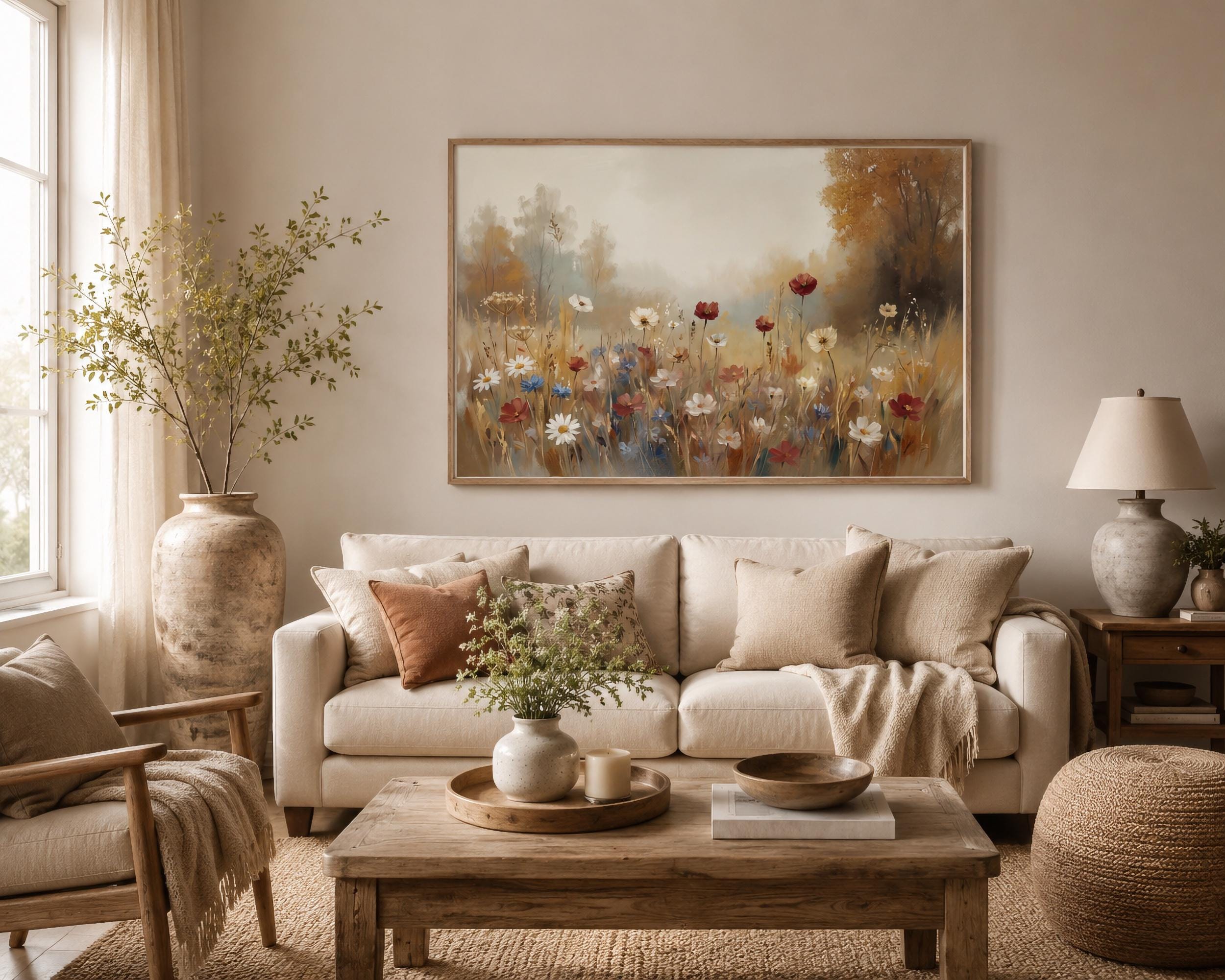 Fall Wildflower Meadow Wall Art, Autumn Floral Landscape Print, Cottage Nature (Digital Download) — image 7
