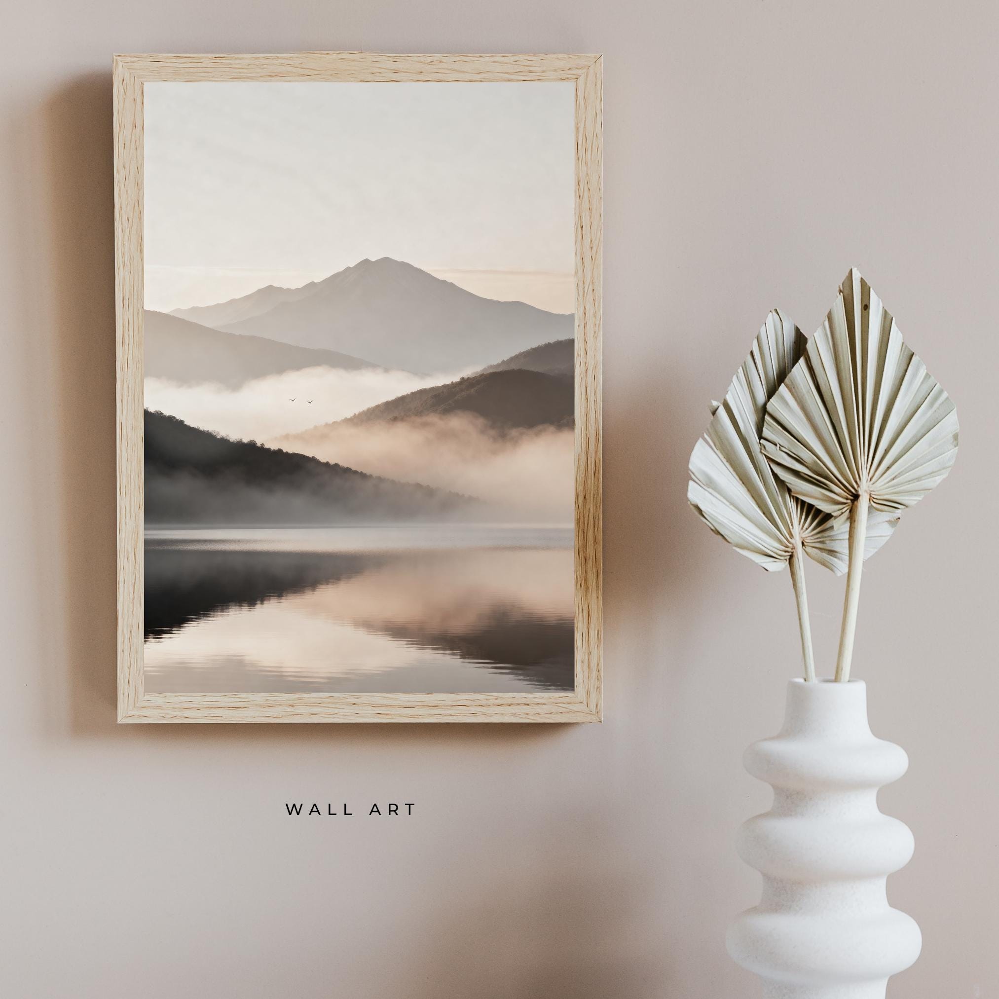 Misty Mountain Lake Printable Wall Art, Neutral Landscape Print, Serene Bedroom Decor Digital Download — image 9