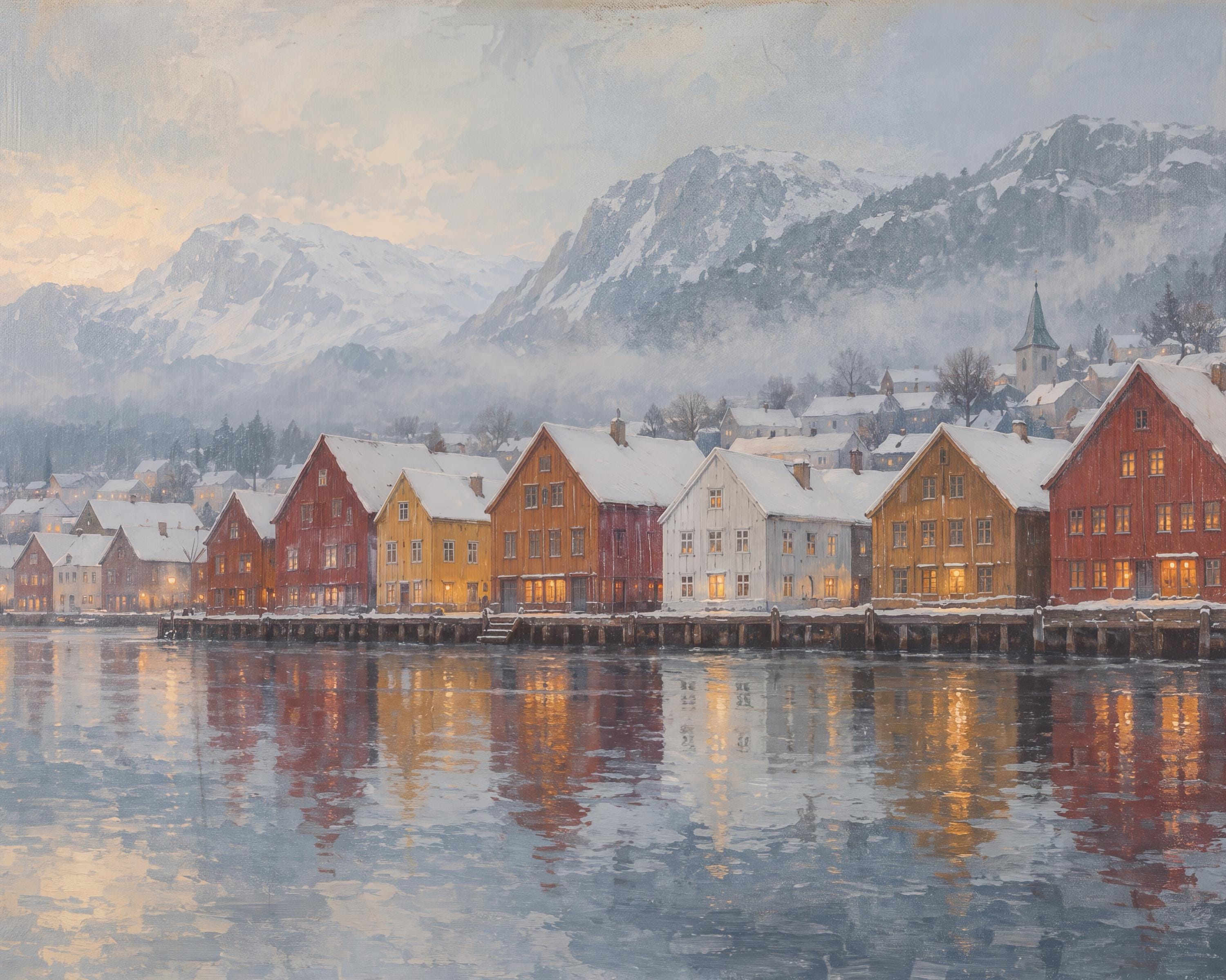 Colorful Houses beside the Winter Fjord — image 5