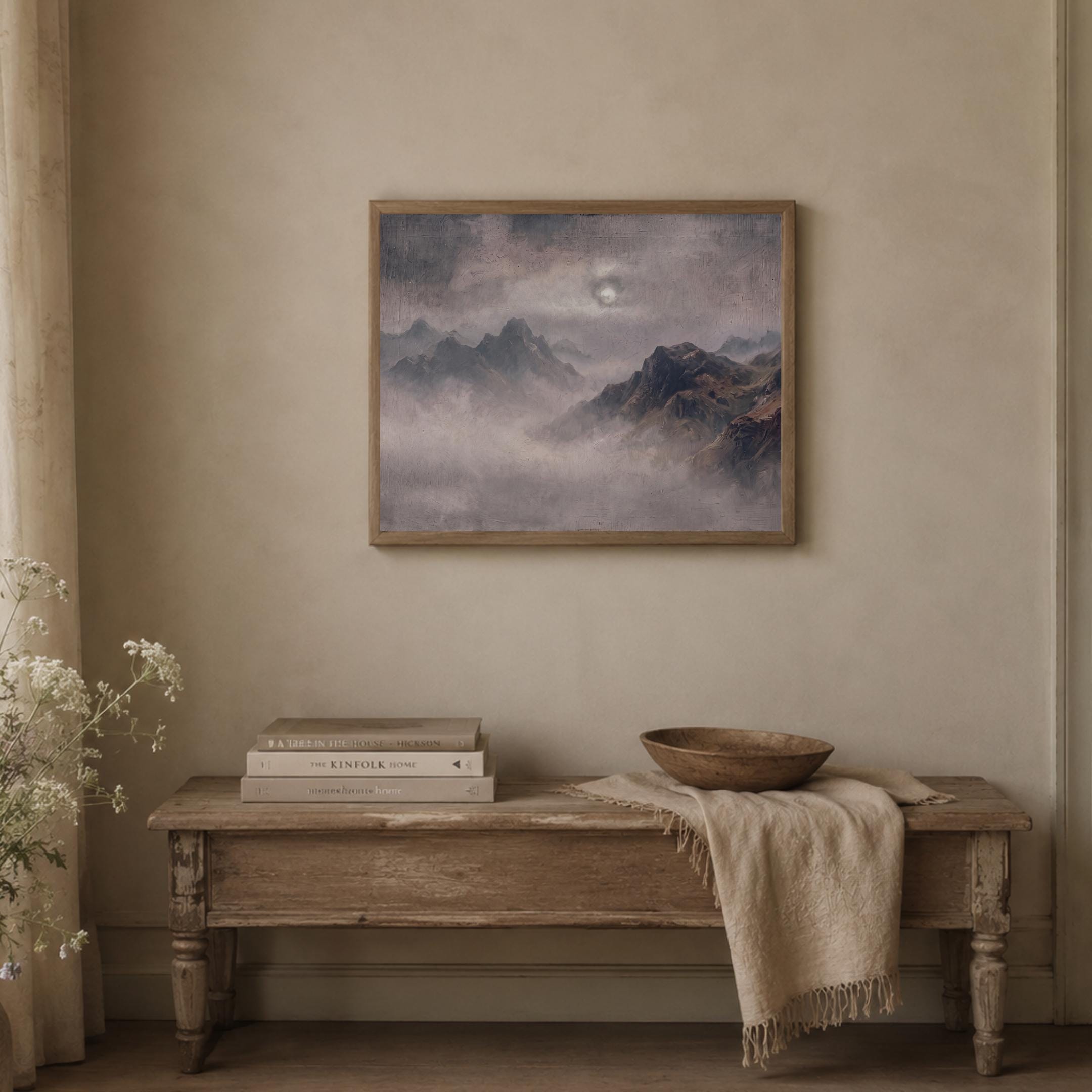 Moody Mountain Wall Art, Vintage Misty Landscape, Dark Academia Decor, Rustic Alpine Digital Download — image 9