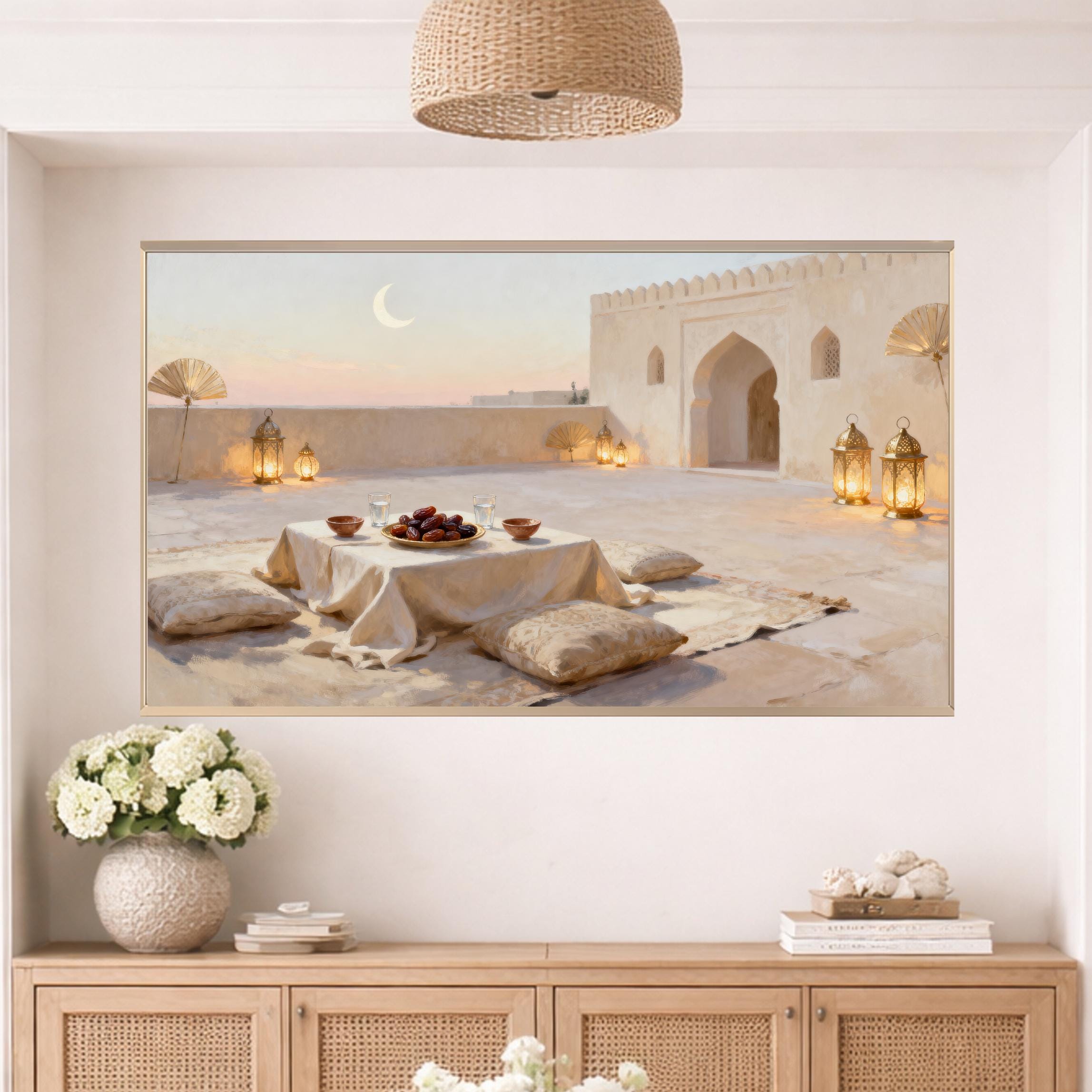 Islamic Frame TV Art Bundle 20 JPGs, Neutral Lantern Crescent Art | Digital Download — image 6