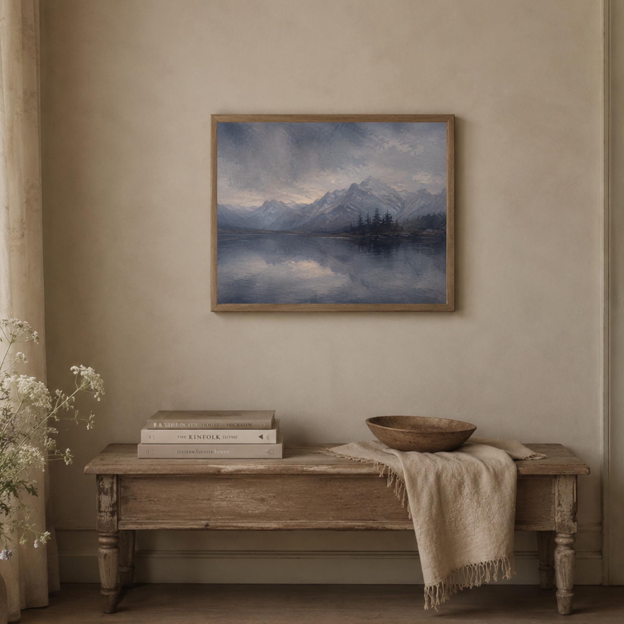 Moody Mountain Lake Printable Wall Art, Vintage Alpine Landscape, Rustic Cabin Dark Academia Decor — image 5