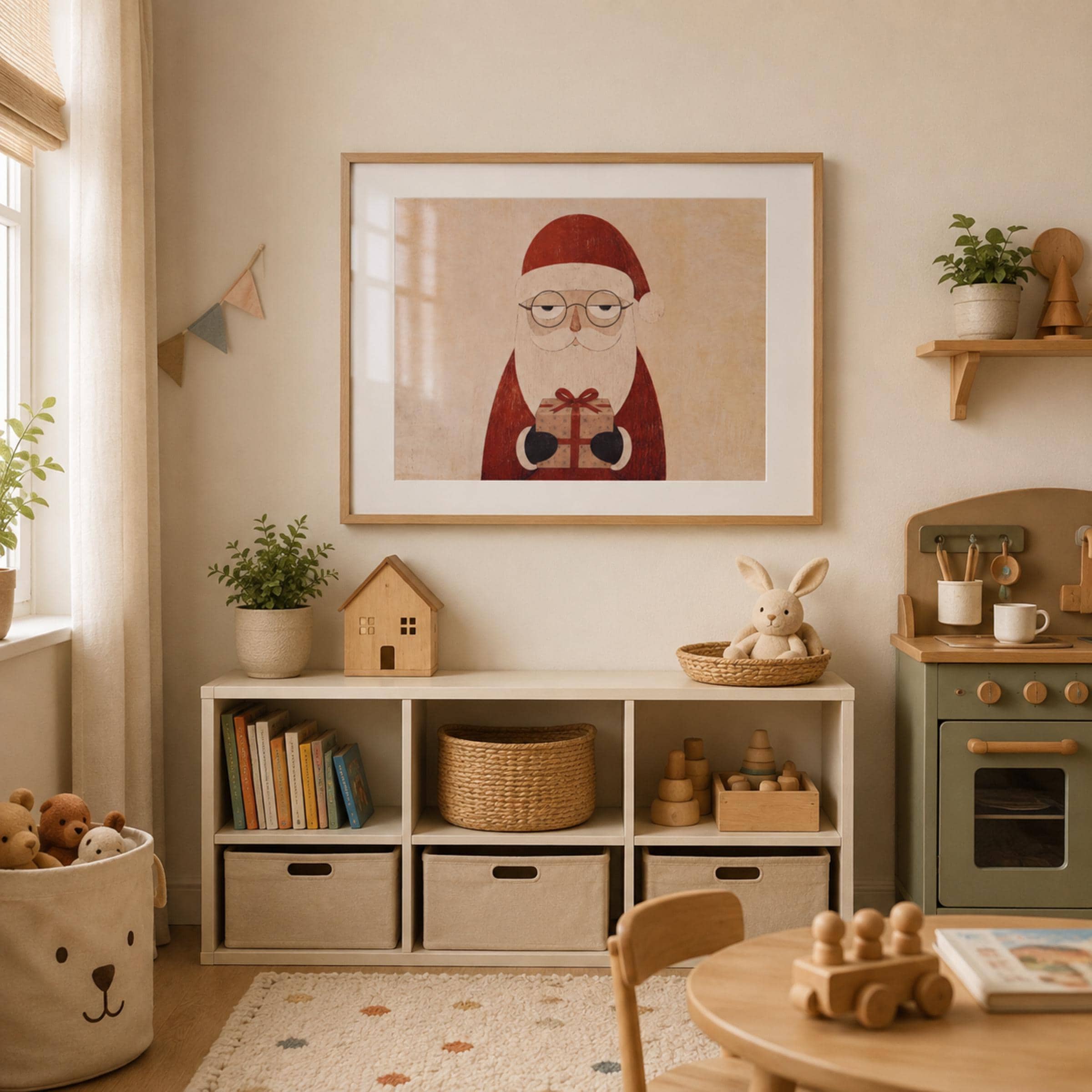 Retro Santa with a Wrapped Gift — image 2