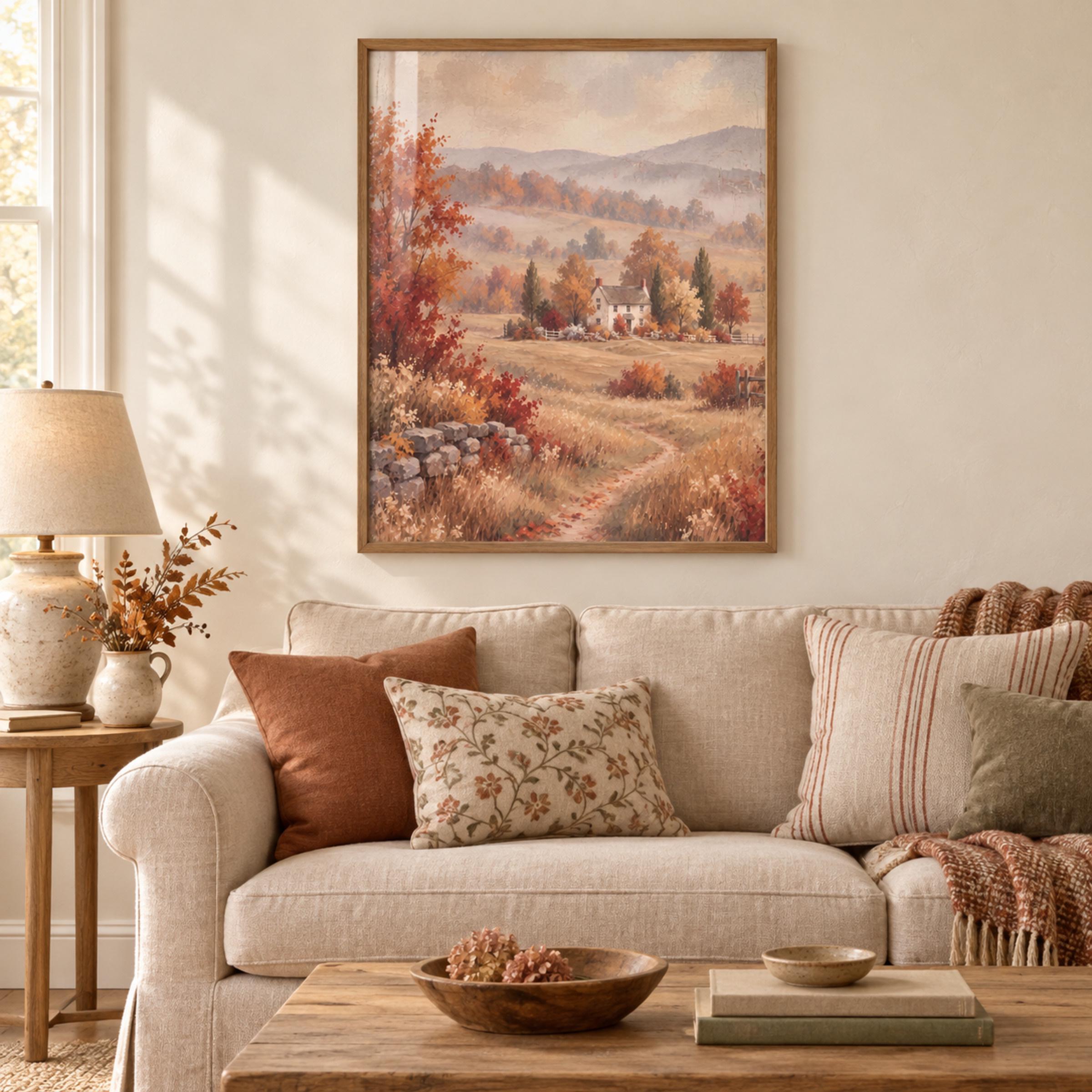 Autumn Cottage Printable Wall Art, Cozy Countryside Landscape, Cottagecore Fall Decor Digital Download — image 3