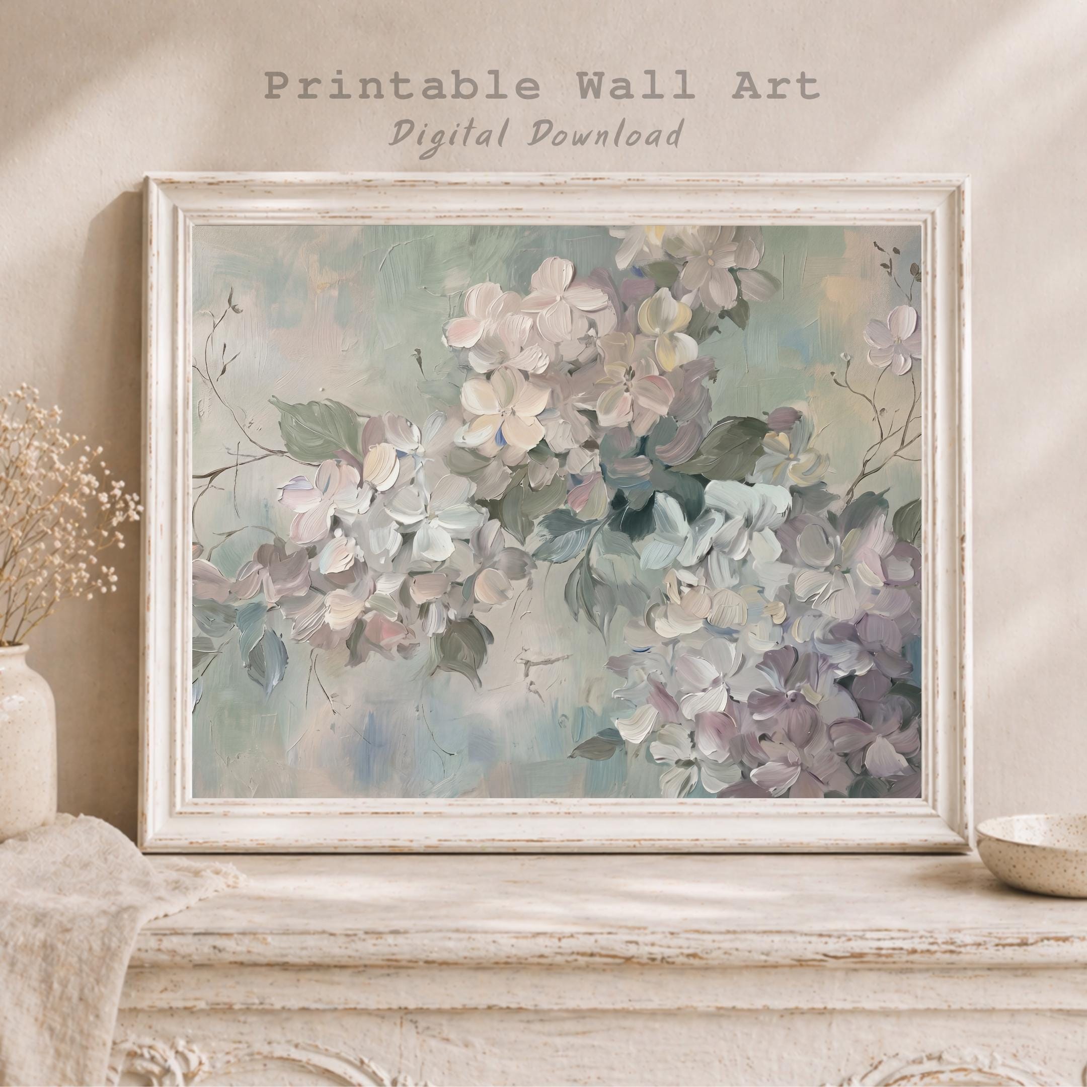 Neutral Floral Wall Art Printable, Soft White Blossom Farmhouse Wall Decor (Digital Download) — image 7
