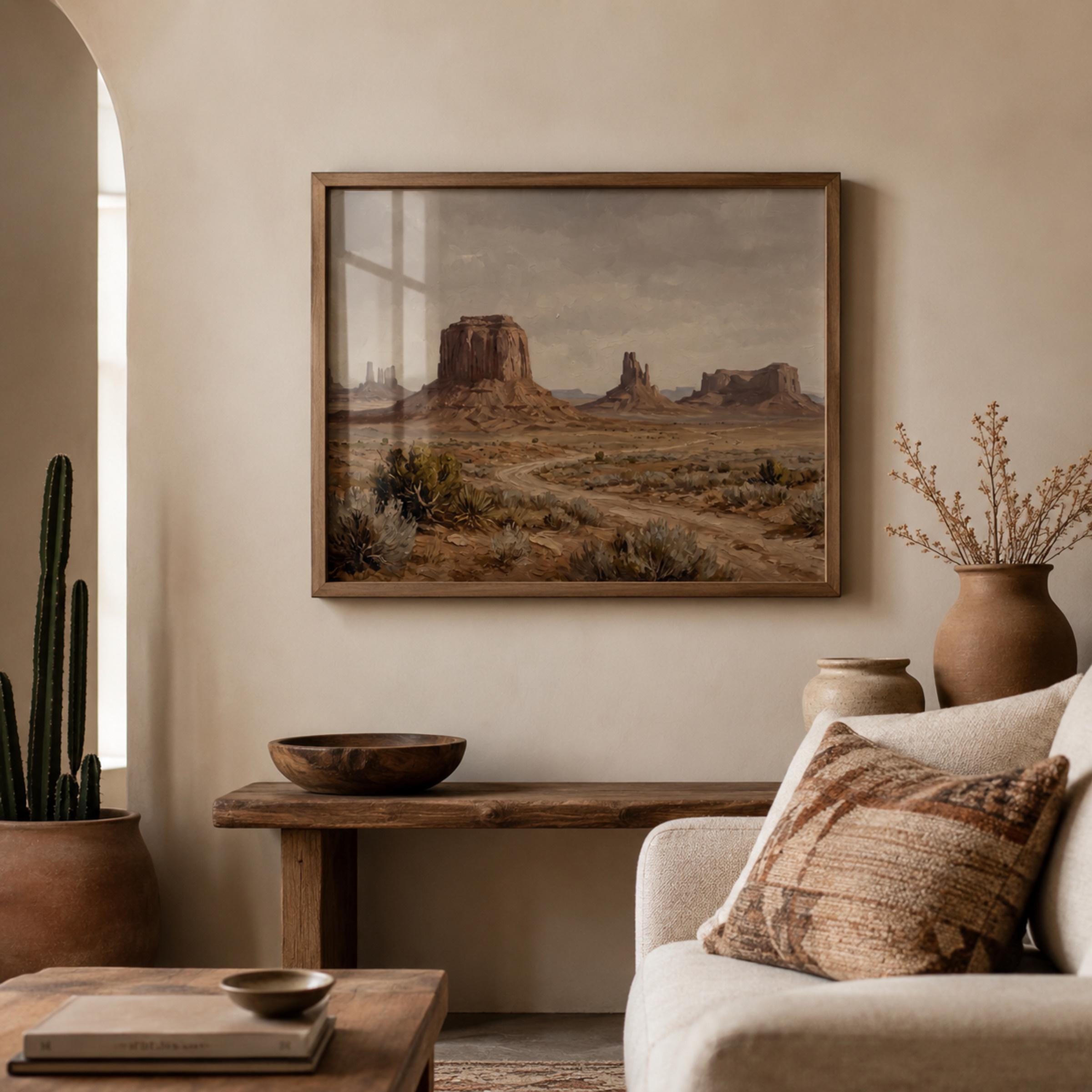 Desert Landscape Wall Art | Monument Valley Inspired | Moody Western Landscape | Vintage Southwest | Digital Download — image 3