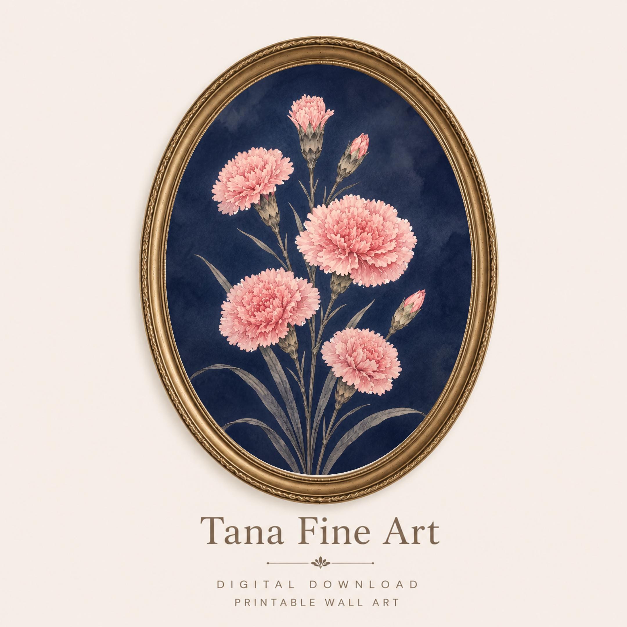 Moody January Birth Flower Print | Carnation Wall Art | Dark Botanical Digital Download — image 4