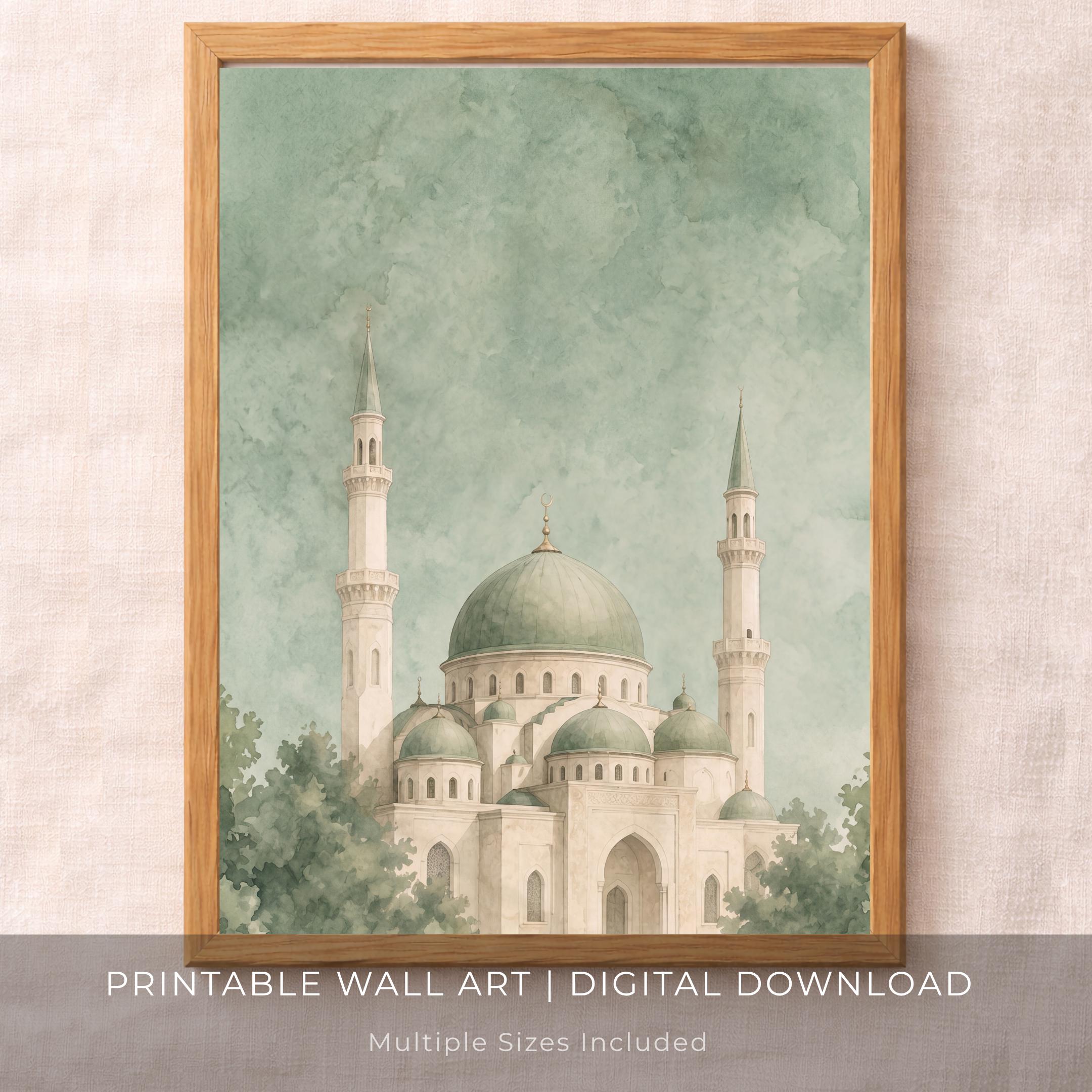 Soft Mosque under a Sage Sky — image 5