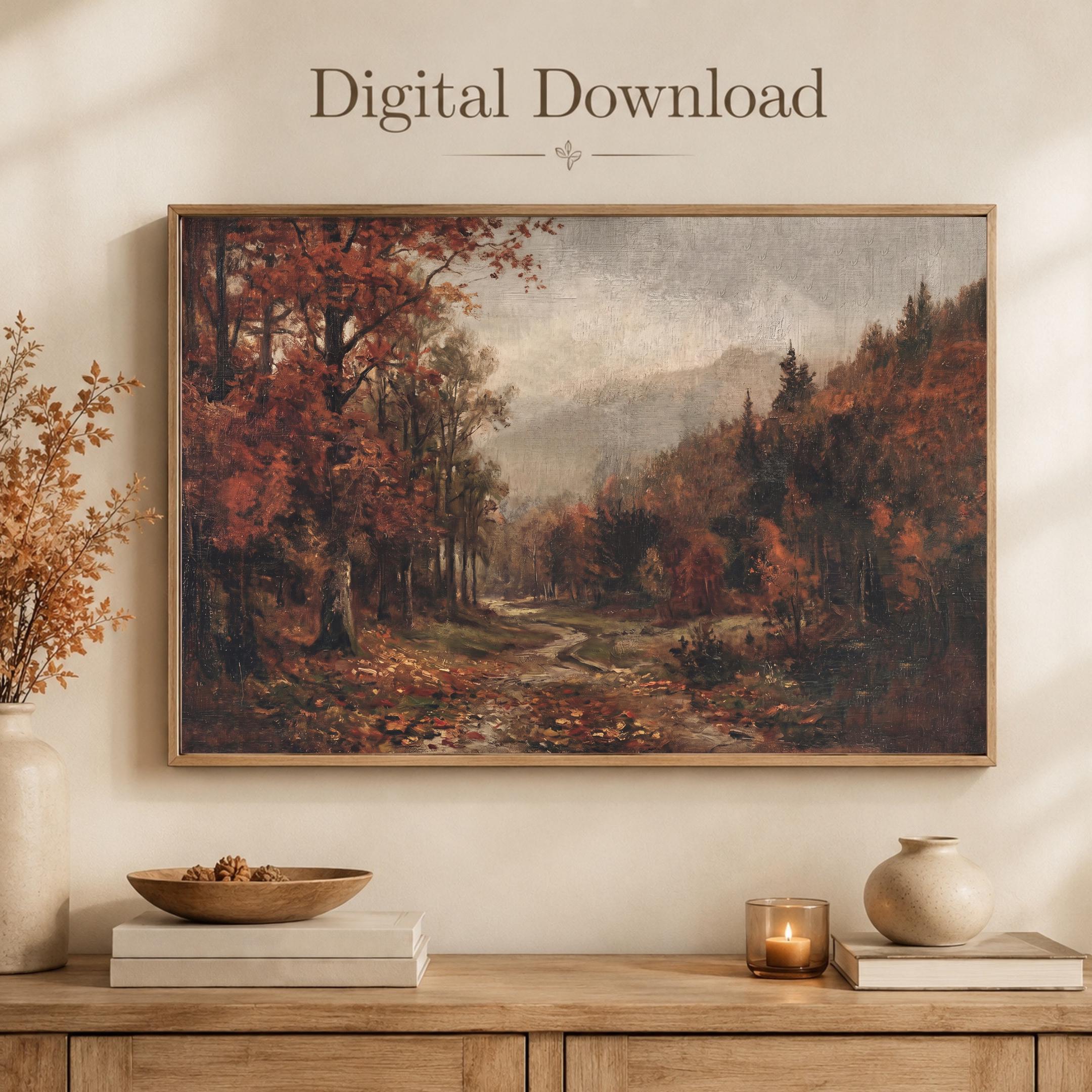Dark Fall Forest Wall Art, Moody Forest Print, Enchanted Autumn Woodland Decor (Digital Download) — image 7