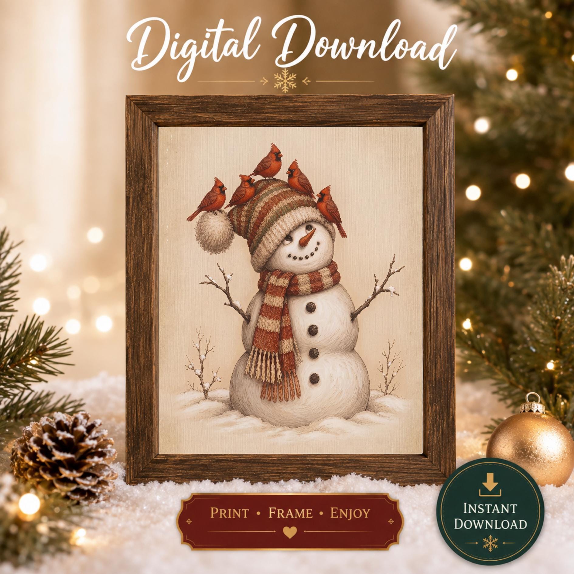 Snowman & Cardinal Companions