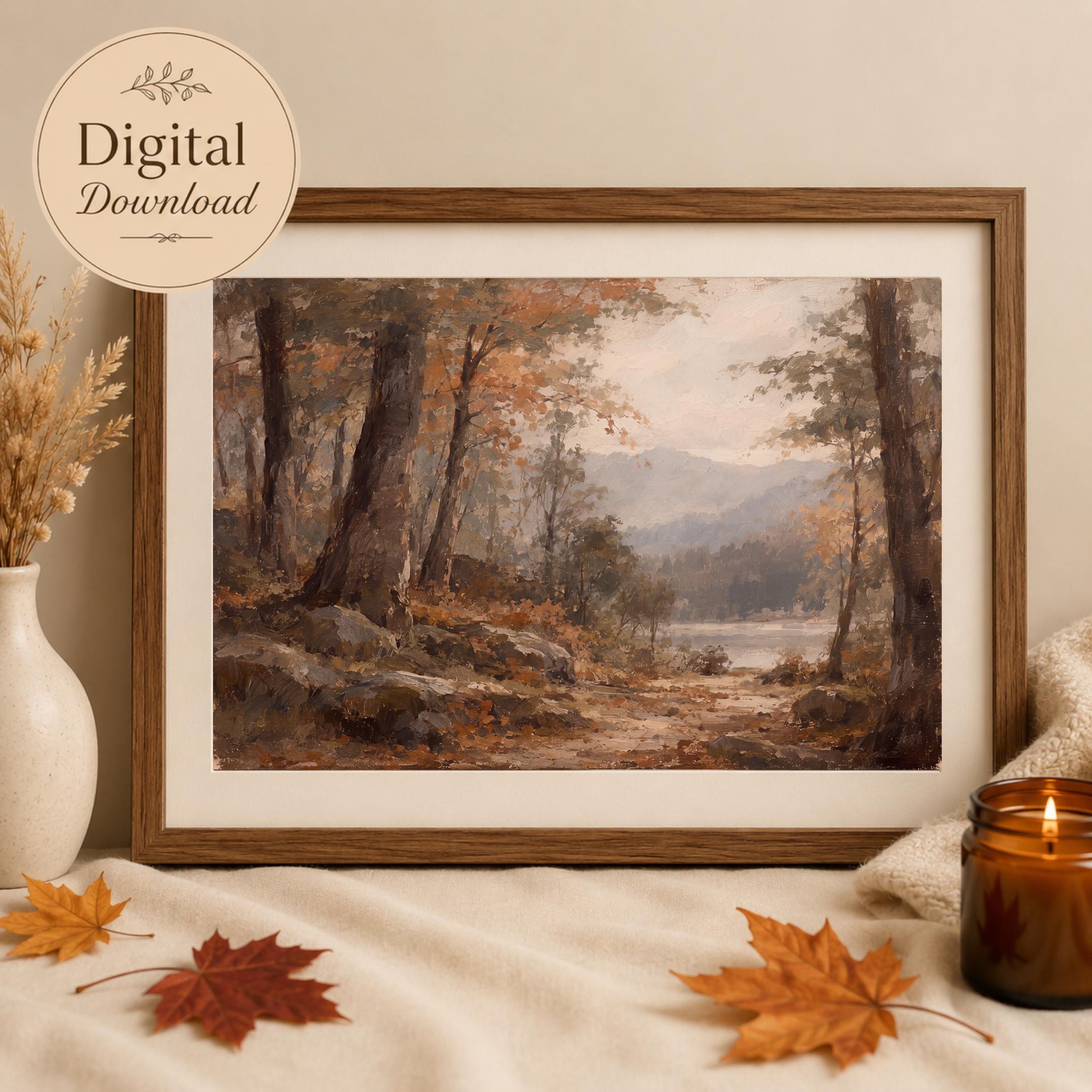 Vintage Autumn Forest Printable Wall Art, Rustic Landscape, Cottagecore Fall Decor Digital Download — image 7