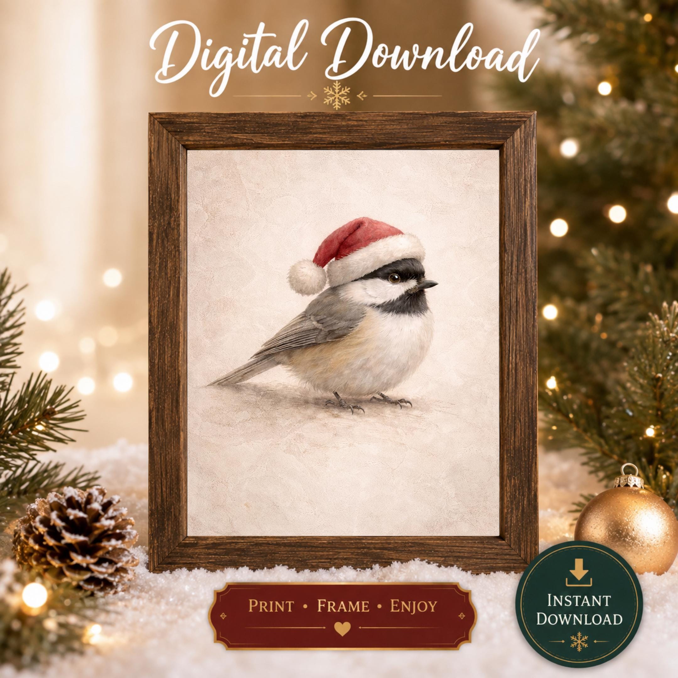 Christmas Chickadee in a Red Hat — image 2