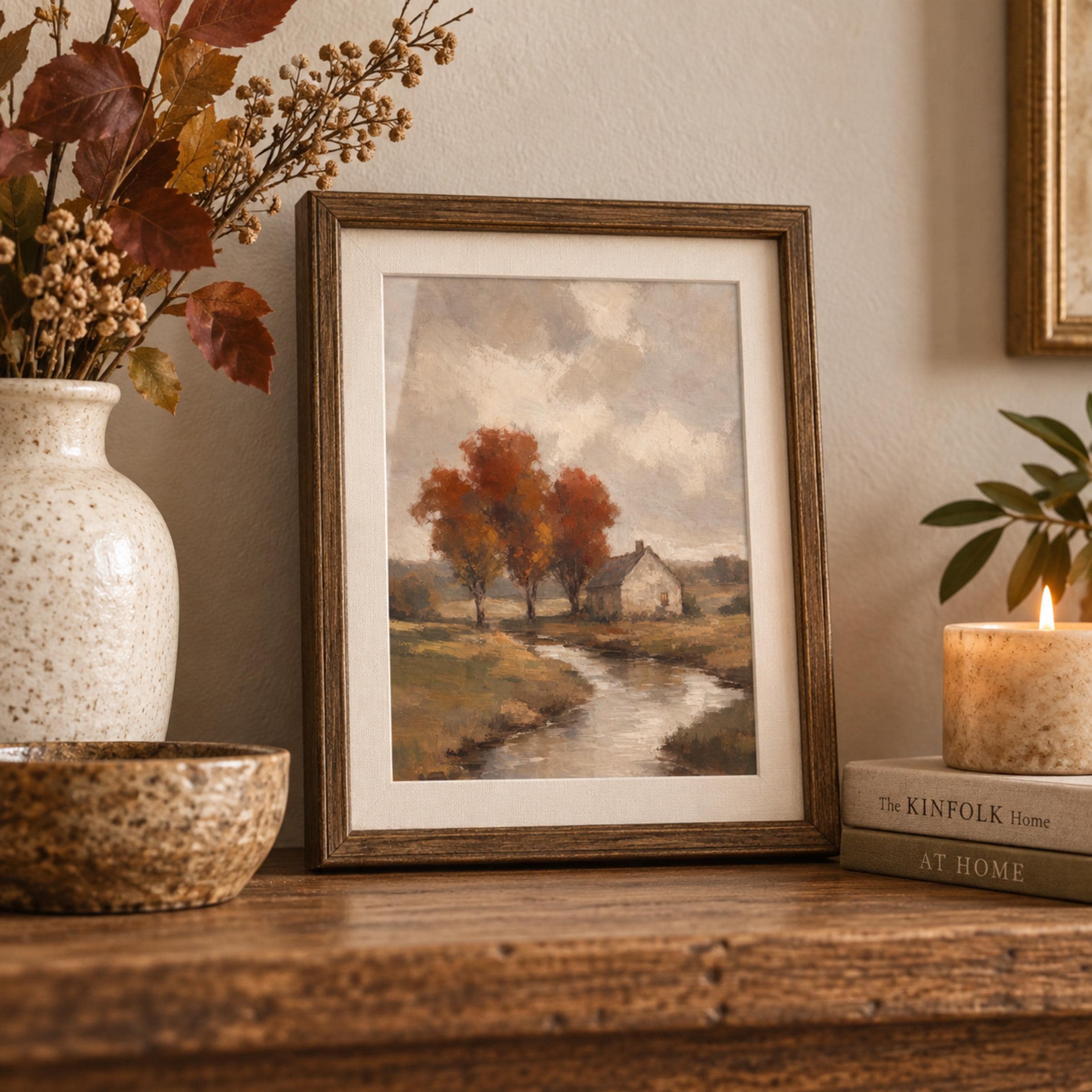 Fall Cottage Printable Wall Art, Autumn Creek Landscape Rustic Farmhouse Digital Download — image 5