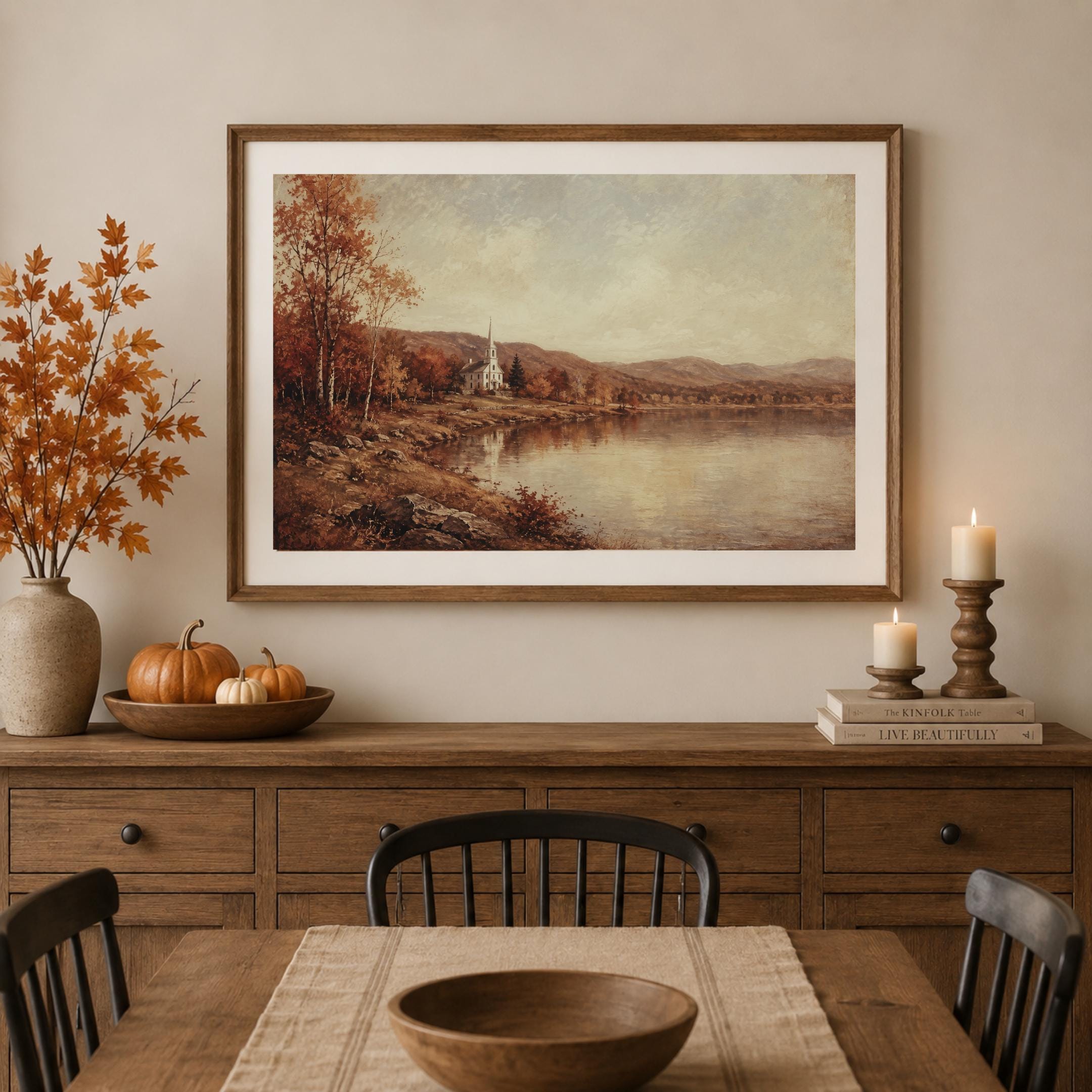 Vintage Vermont Autumn Lake Printable Wall Art, Rustic Fall Home Decor, Digital Download — image 8