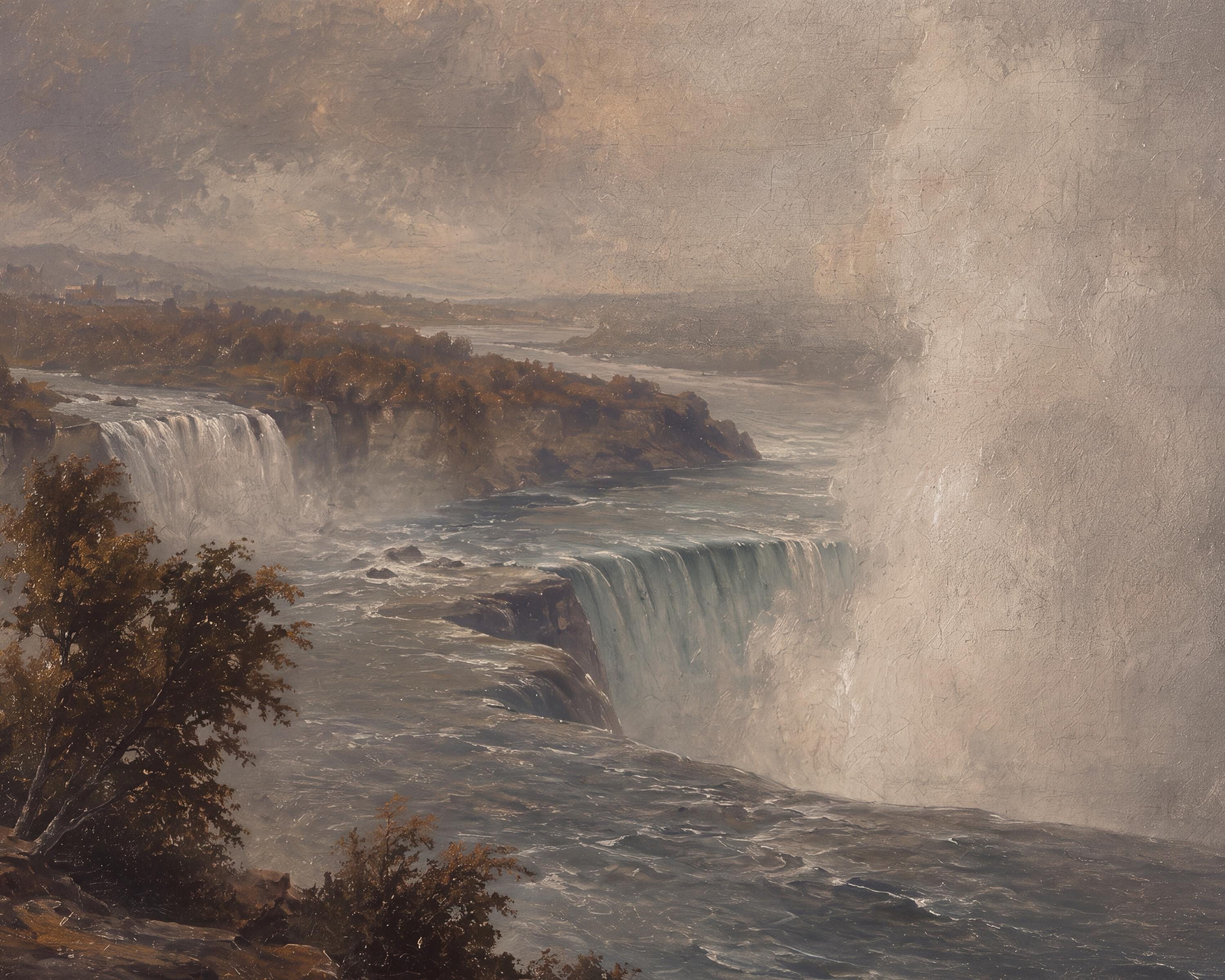 Waterfall Wall Art | Niagara Falls Inspired Landscape Print | Moody Vintage Nature Digital Download — image 2