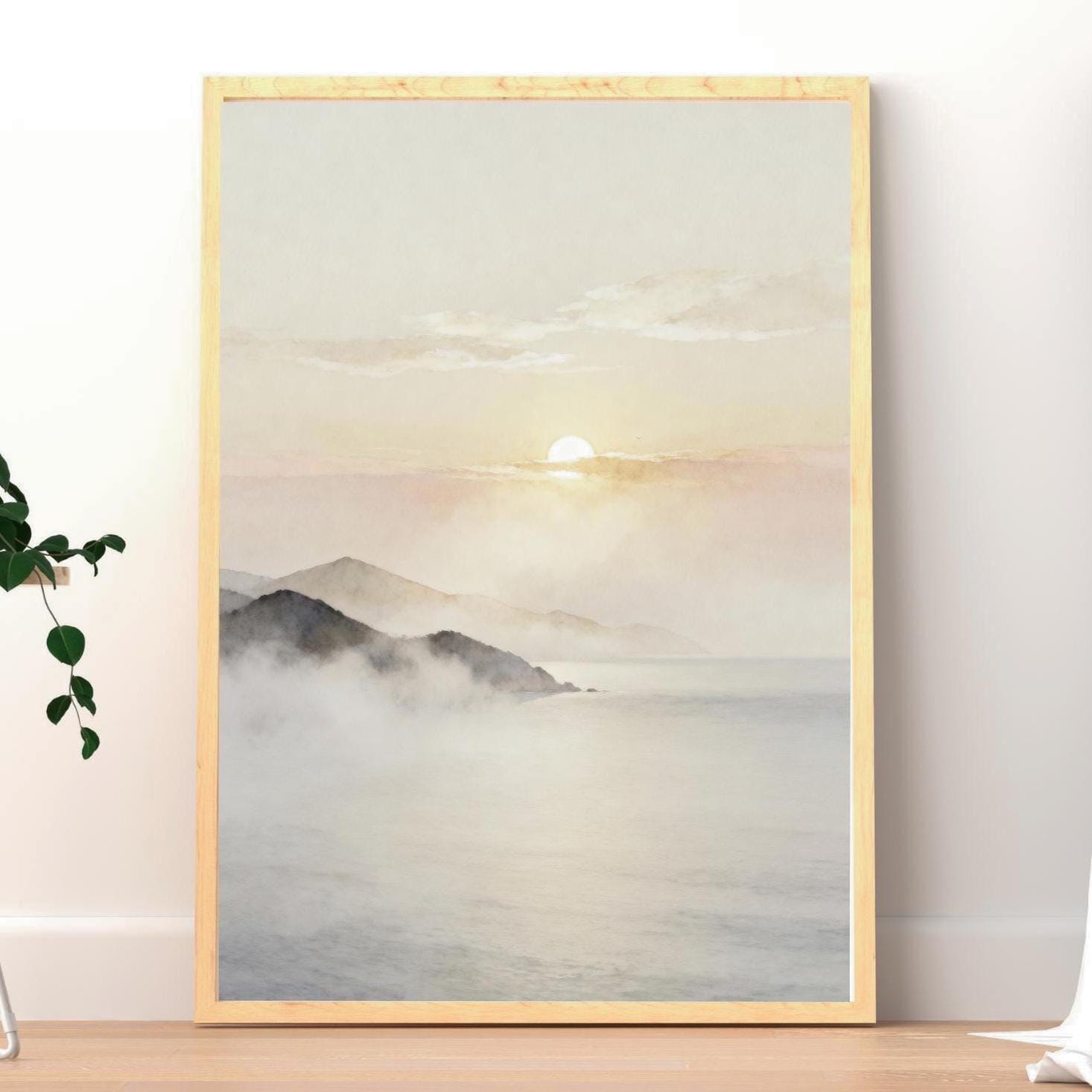 Smoky Mountain Landscape Print, Quiet Luxury Wall Art, Digital Download
